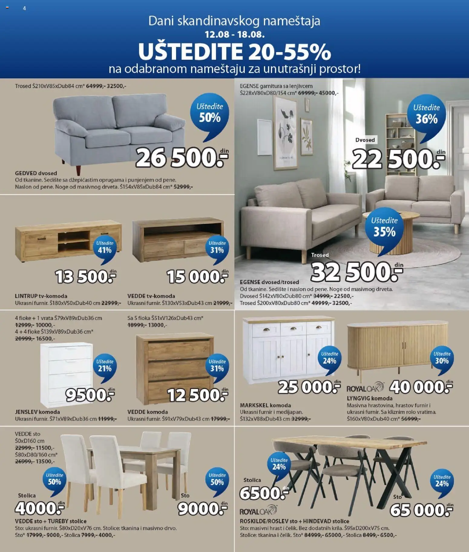 Jysk katalog - važi od 12.08.2026 | Strana: 4 | Proizvode: Komoda, Sto, Stolica, Vrata