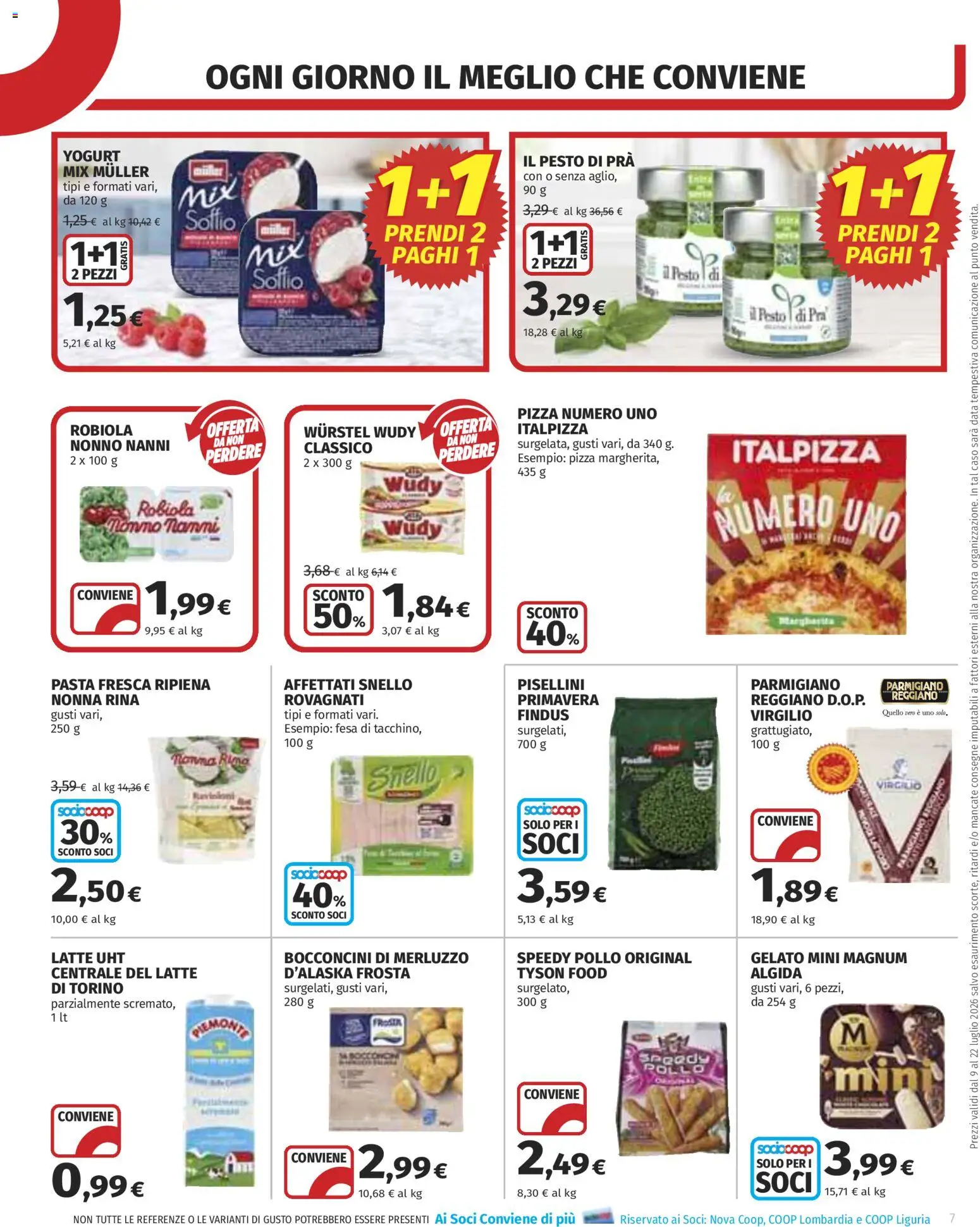 Volantino COOP del 09/07/2026 | Pagina: 7 | Prodotti: Latte, Pasta, Wurstel, Data