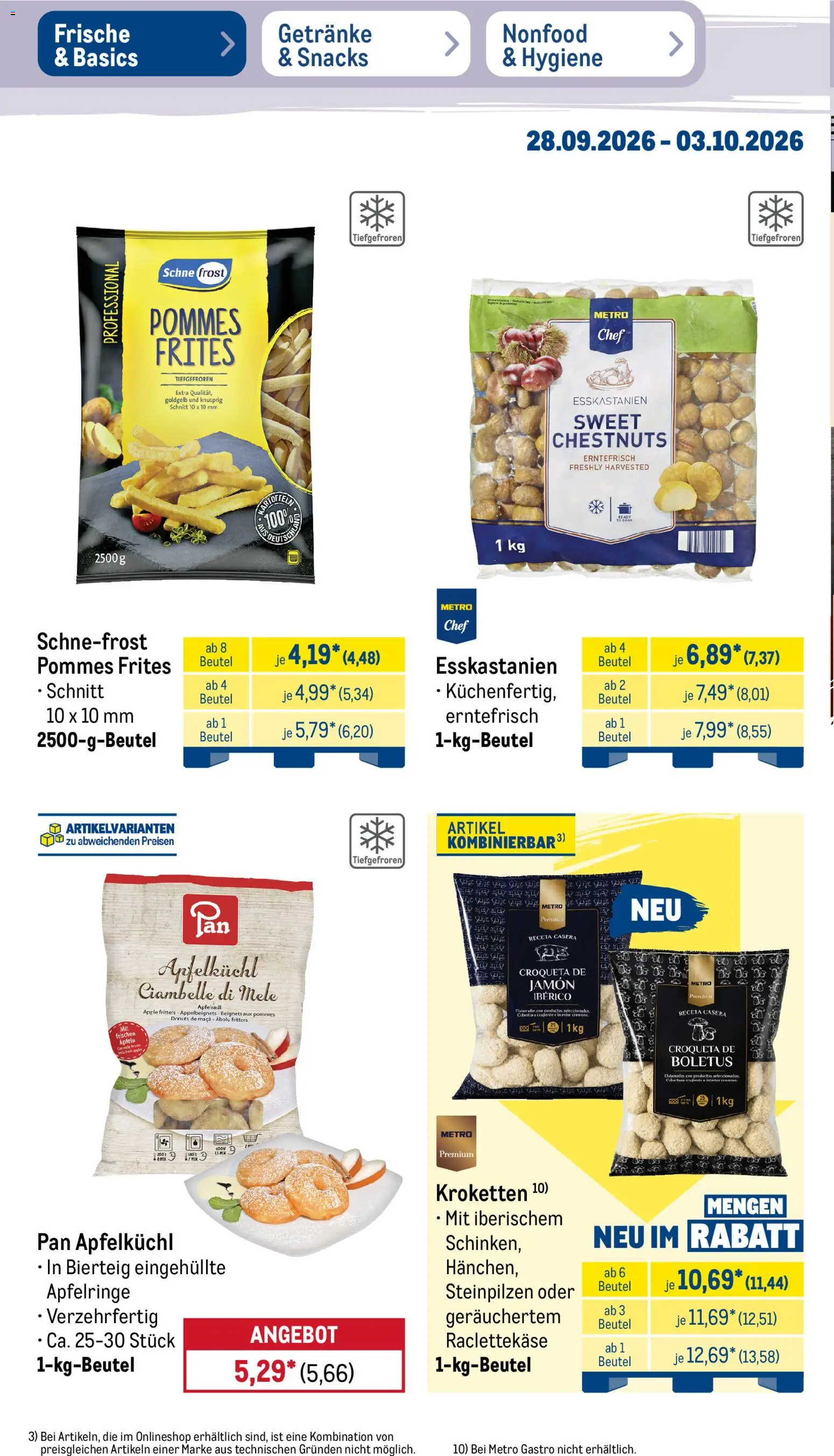 Metro Prospekt – gültig ab 28.09.2026 | Seite: 16 | Produkte: Raclettekäse, Pommes, Apple, Donuts