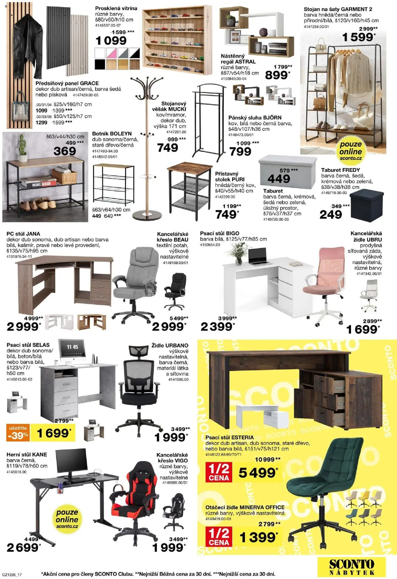 Sconto nábytek leták od 23.09.2026 | Strana: 17 | Produkty: Stojan na šaty, Vitrína, Nábytek, Věšák