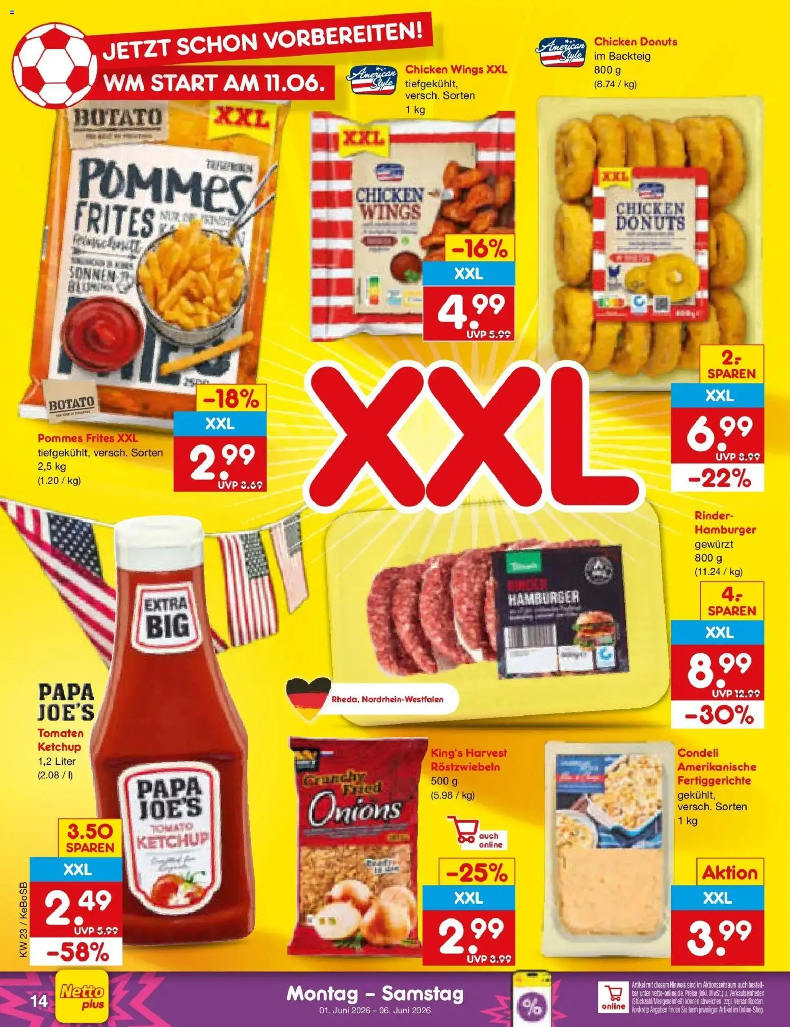 Netto Marken-Discount Prospekt Stadtlohn – gültig ab 01.06.2026 | Seite: 16 | Produkte: Tomaten, Pommes frites, Fertiggerichte, Ketchup