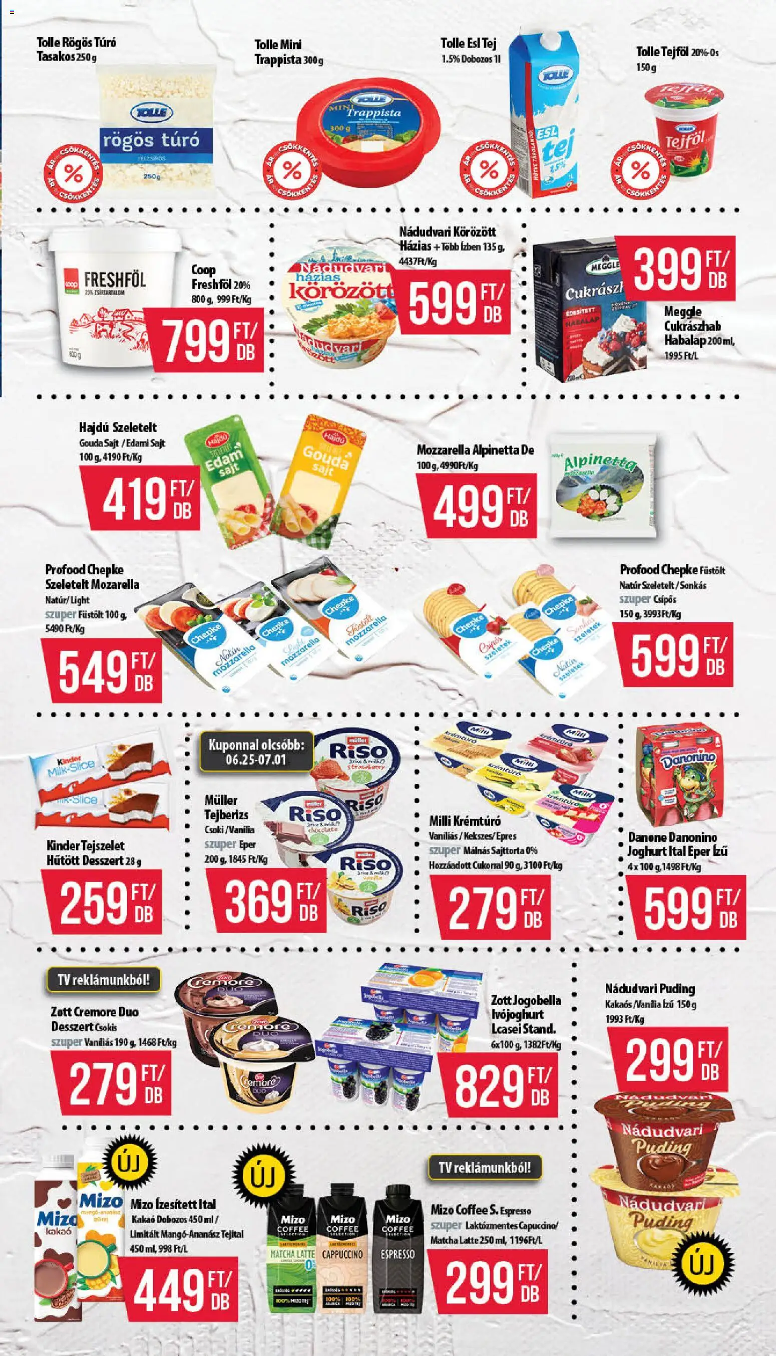 COOP akciós ujság - amely érvényes a következő dátumtól: 18.06.2026 | Oldal: 5 | Termékek: Mozarella, Cappuccino, Edami sajt, Cukrászhab