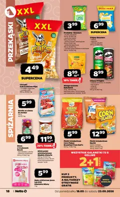 Pogląd oferty "Netto gazetka od poniedziałku spożywcza" - ważna od 18.05.2026 | Strona: 18 | Produkty: Galaretki, Papryka, Mąka orkiszowa, Corn Flakes