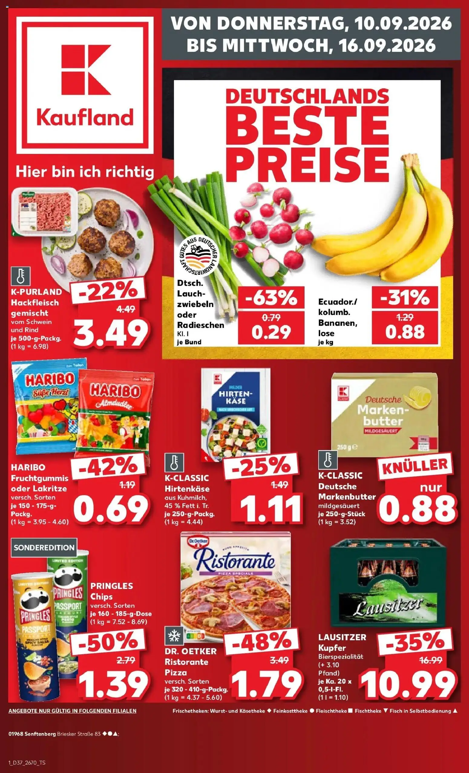 Prospekt Kaufland ab 10.09.2026 » Angebote Online zum Blättern | Seite: 1 | Produkte: Ristorante, Butter, Zwiebeln, Wurst