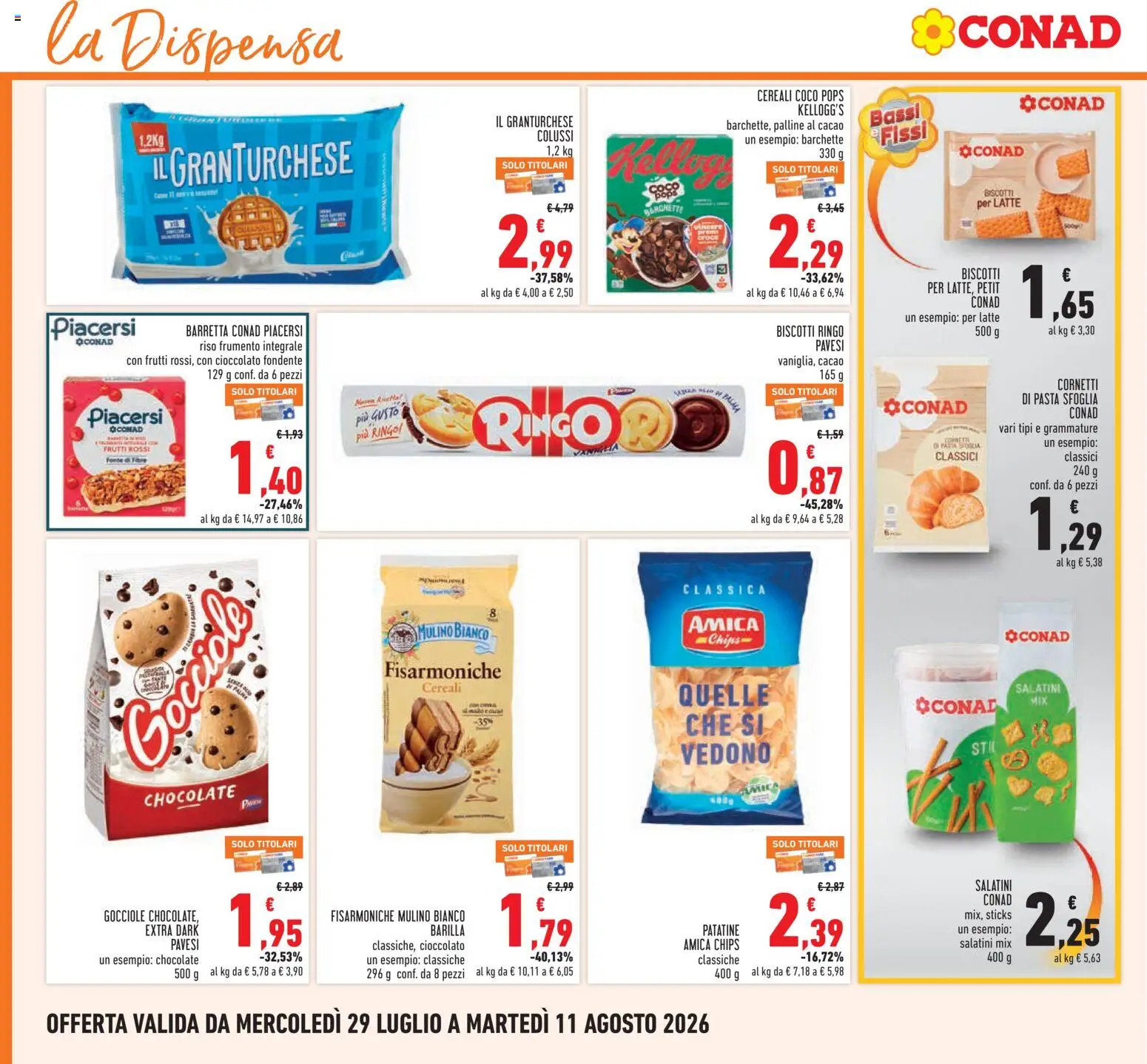 Volantino Conad del 29/07/2026 | Pagina: 14 | Prodotti: Patatine, Pasta sfoglia, Biscotti, Pasta