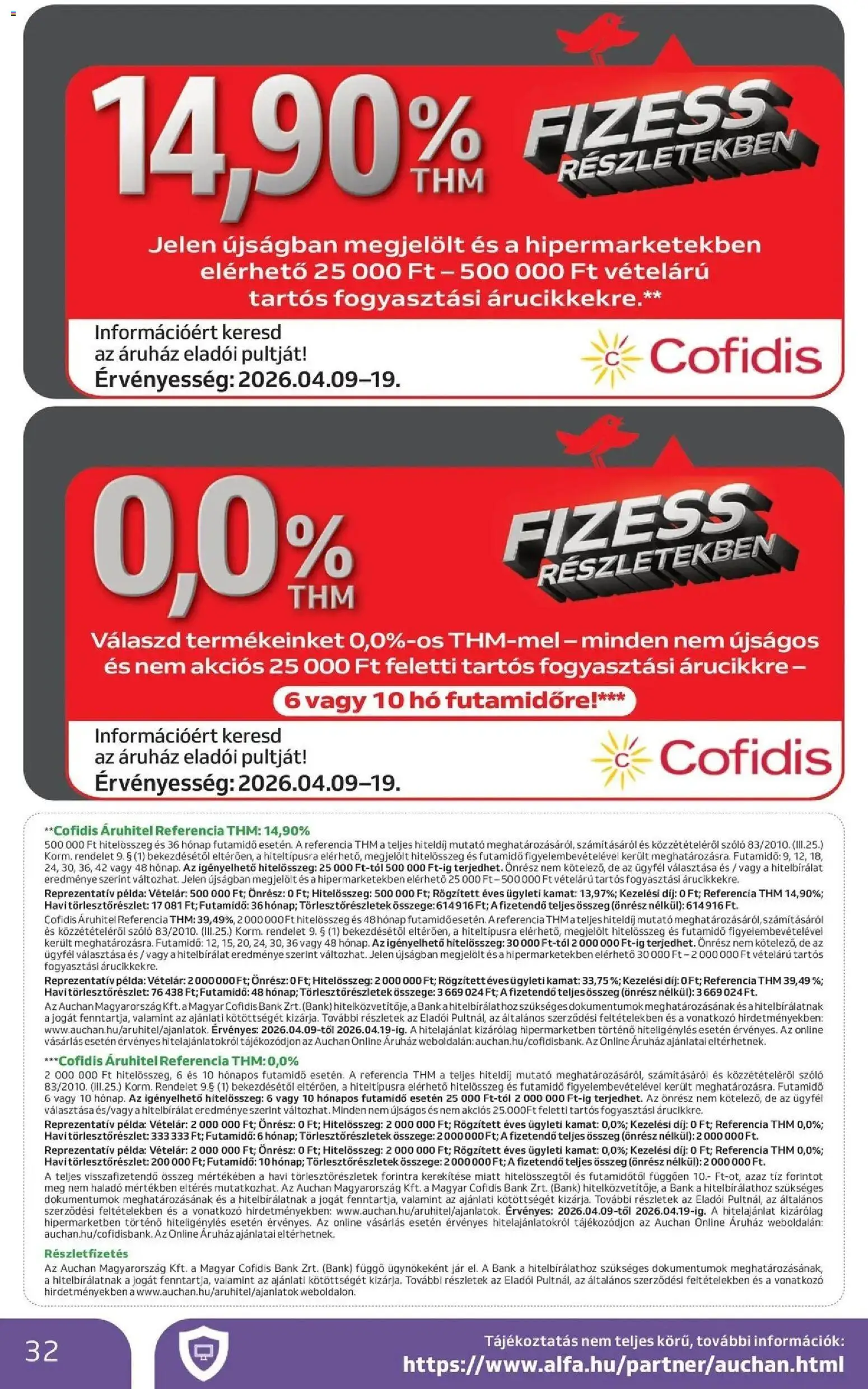 Auchan akciós ujság - amely érvényes a következő dátumtól: 09.04.2026 | Oldal: 32 | Termékek: Szőlő