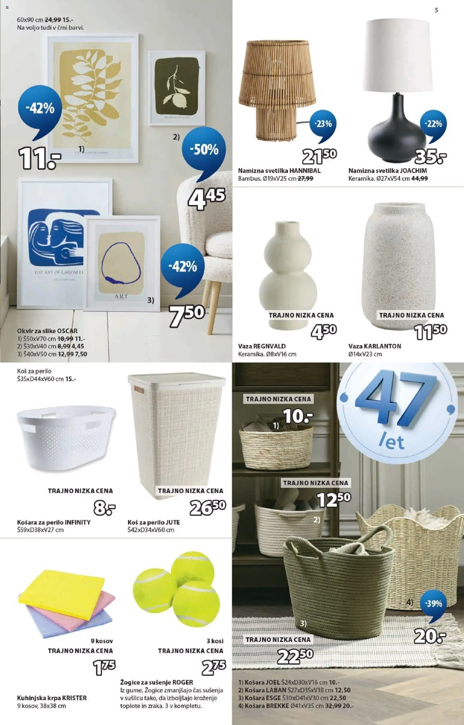 Novi JYSK katalog ponudbe – veljaven od 15.04.2026 | Stran: 5 | Izdelki: Okvir za slike, Koš za perilo, Svetilka, Namizna svetilka