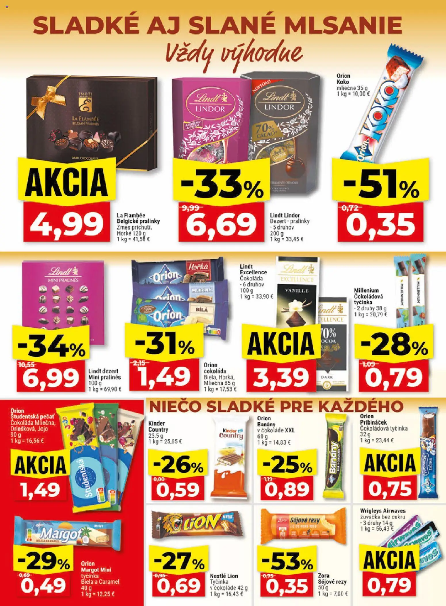 Nové Klas akcie – leták je platný od 10.08.2026 | Strana: 17 | Produkty: Banány, Lindt, Študentská pečať, Dezert