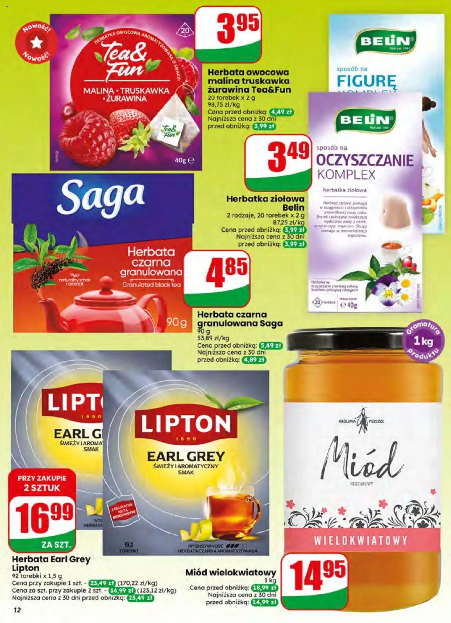Dino gazetka od 24.06.2026 | Strona: 12 | Produkty: Miód, Herbata earl grey, Żurawina, Torebki