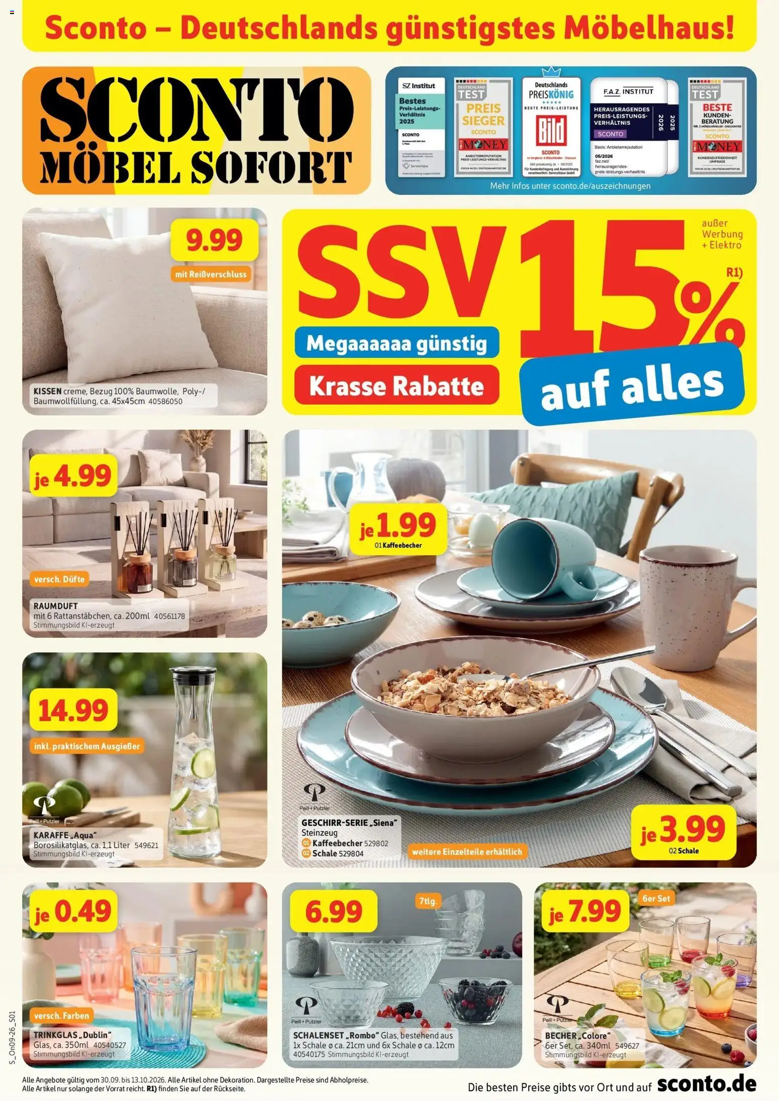 Sconto Spezialprospekt Großpösna – gültig ab 30.09.2026 | Seite: 1 | Produkte: Kissen