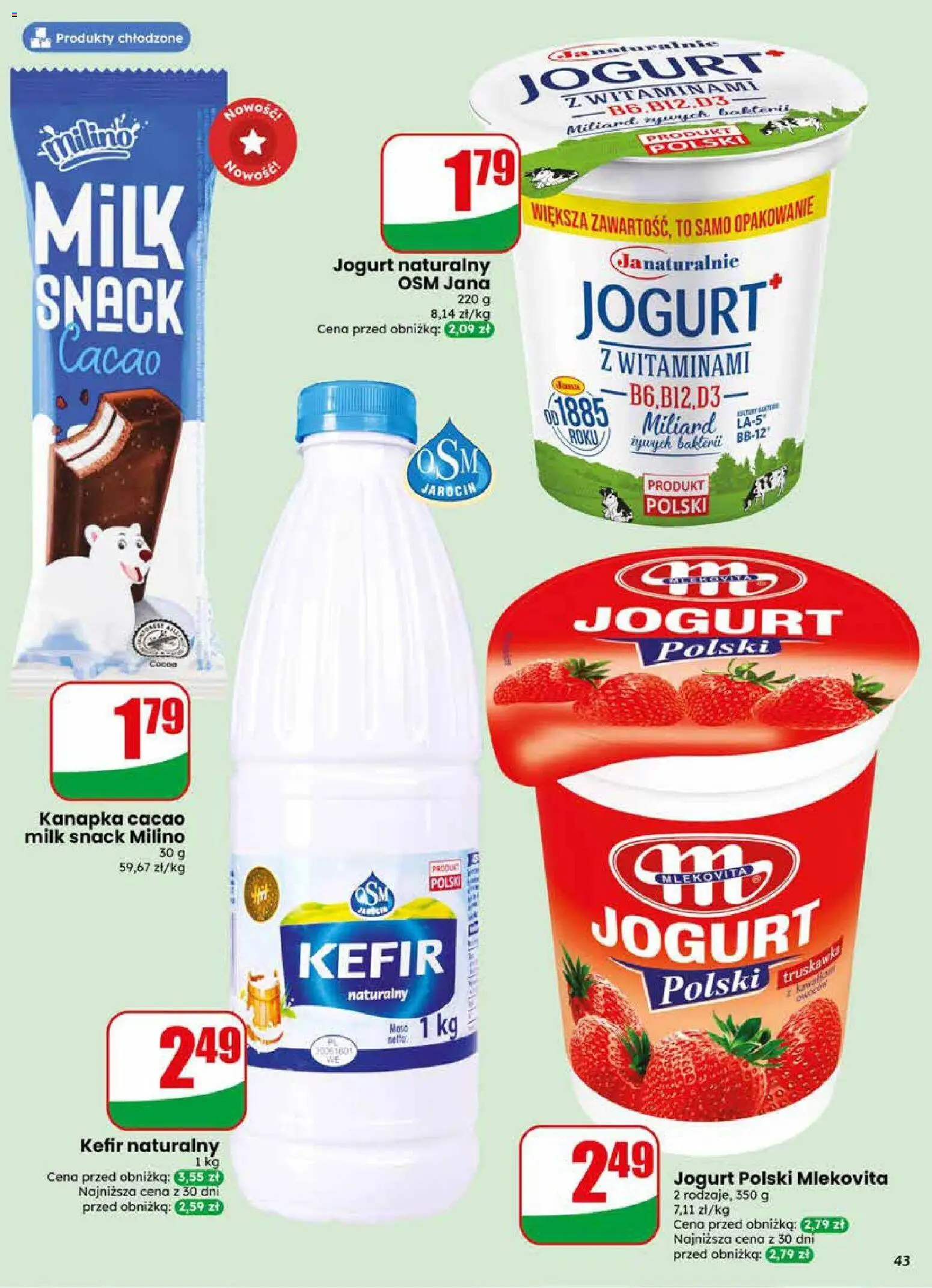 Dino gazetka od 27.05.2026 | Strona: 43 | Produkty: Kefir, Jogurt naturalny, Kefir naturalny, Jogurt