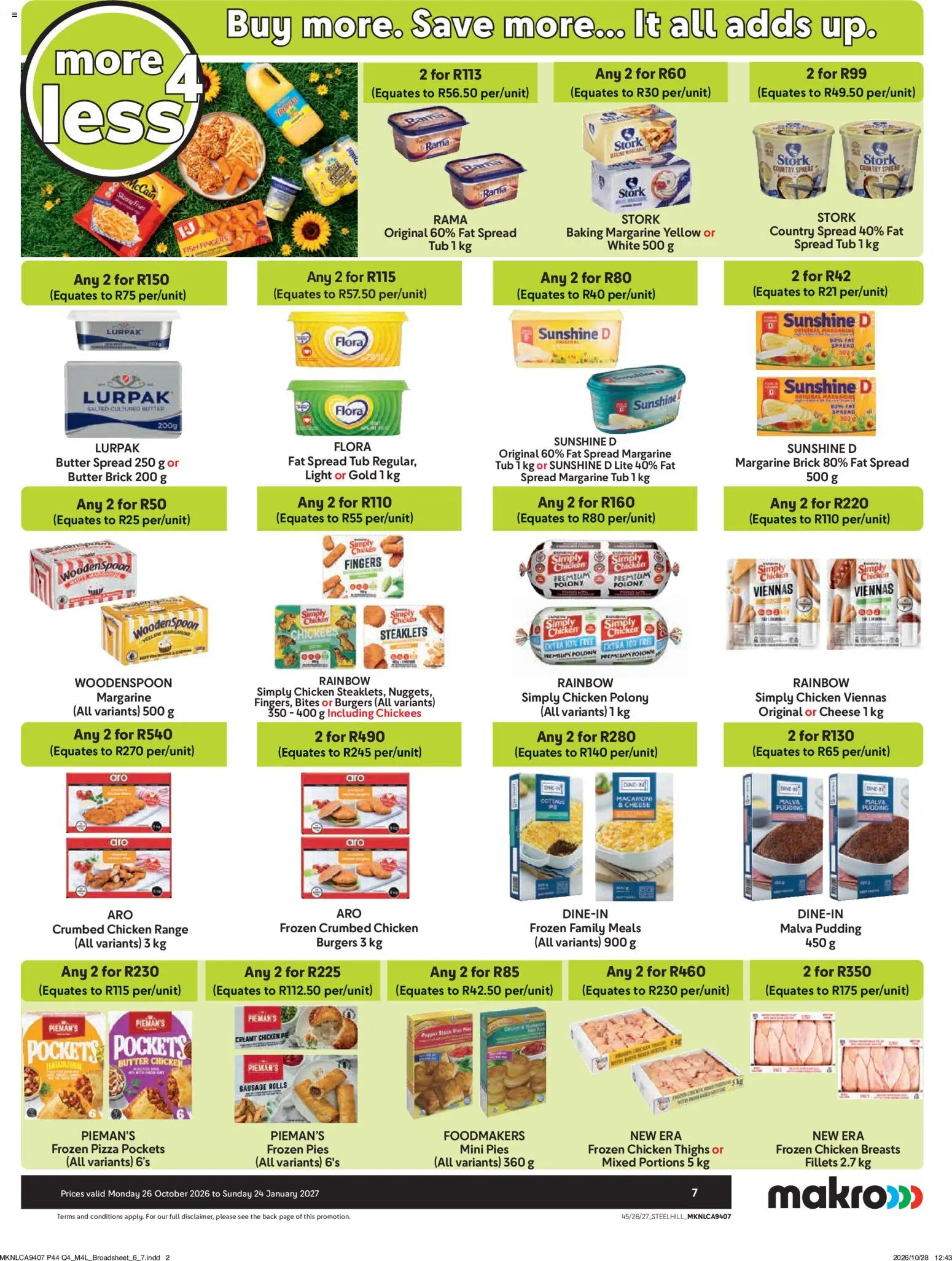 New Makro catalogue – valid from 26/10/2026 | Page: 7 | Products: Frozen chicken, Butter, Chicken, Sausage