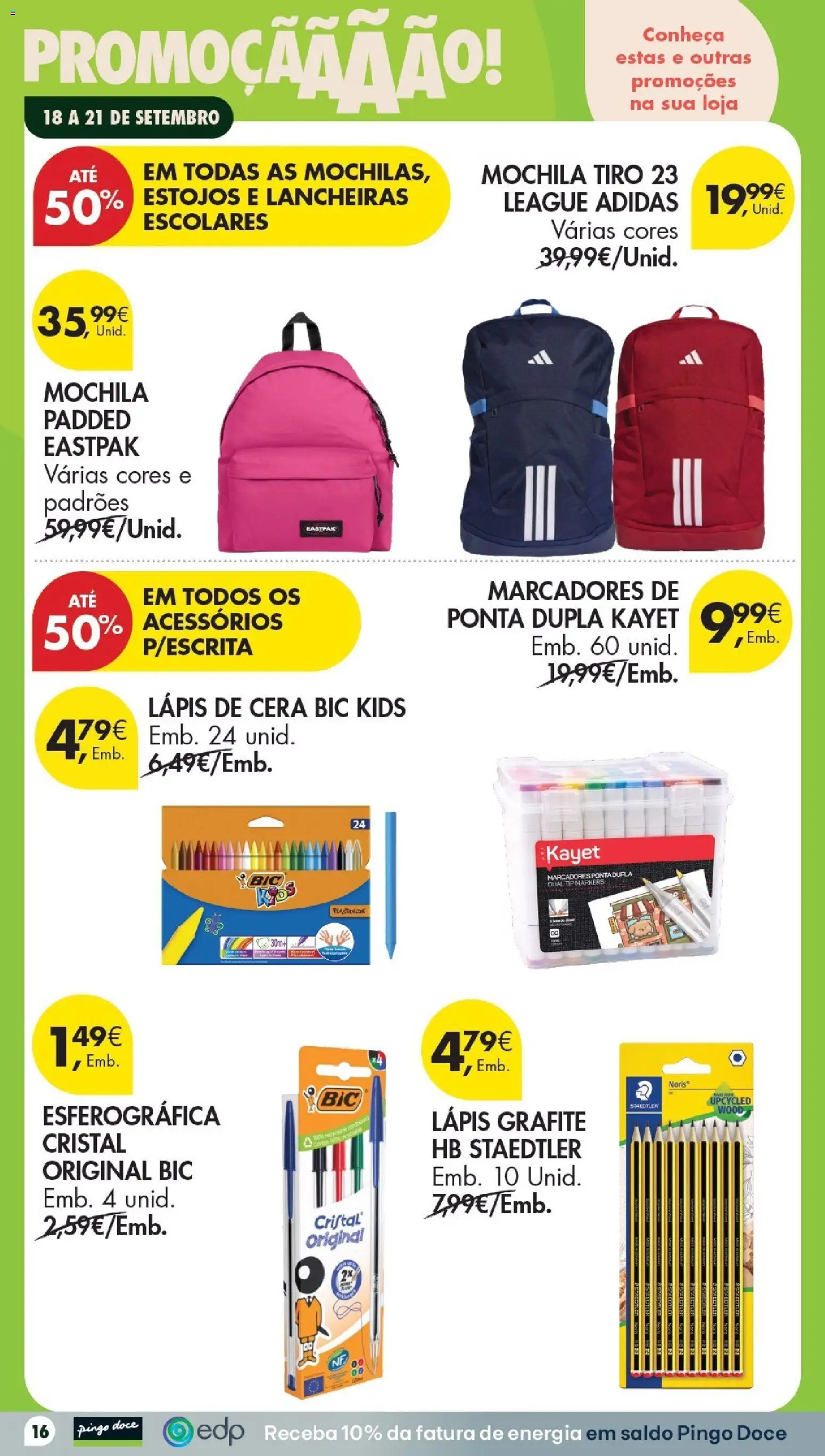 Pingo Doce Poupe este Fim de Semana │ válido de 18/09/2026 | Página: 16 | Produtos: Mochila, Cera