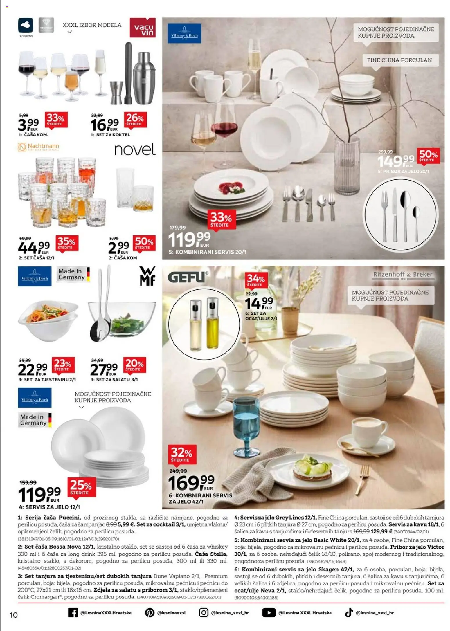Lesnina katalog | vrijedi od 13.07.2026 | Stranica: 10 | Proizvodi: Set tanjura, Šalica, Zdjela, Pribor za jelo