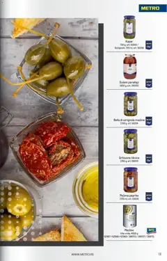 Metro katalog Horeca - pregled Metro kataloga - važi od 01.05.2026 | Strana: 13 | Proizvode: Masline, Pečena paprika, Sušeni paradajz, Paradajz