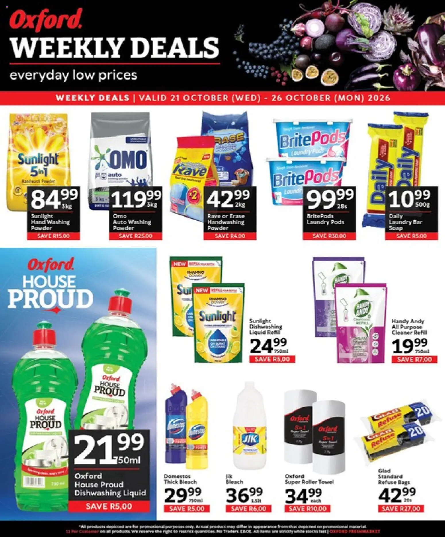 New Oxford Freshmarket catalogue – valid from 21/10/2026 | Page: 15 | Products: Refuse bags, Soap, Roller towel, Dishwashing liquid