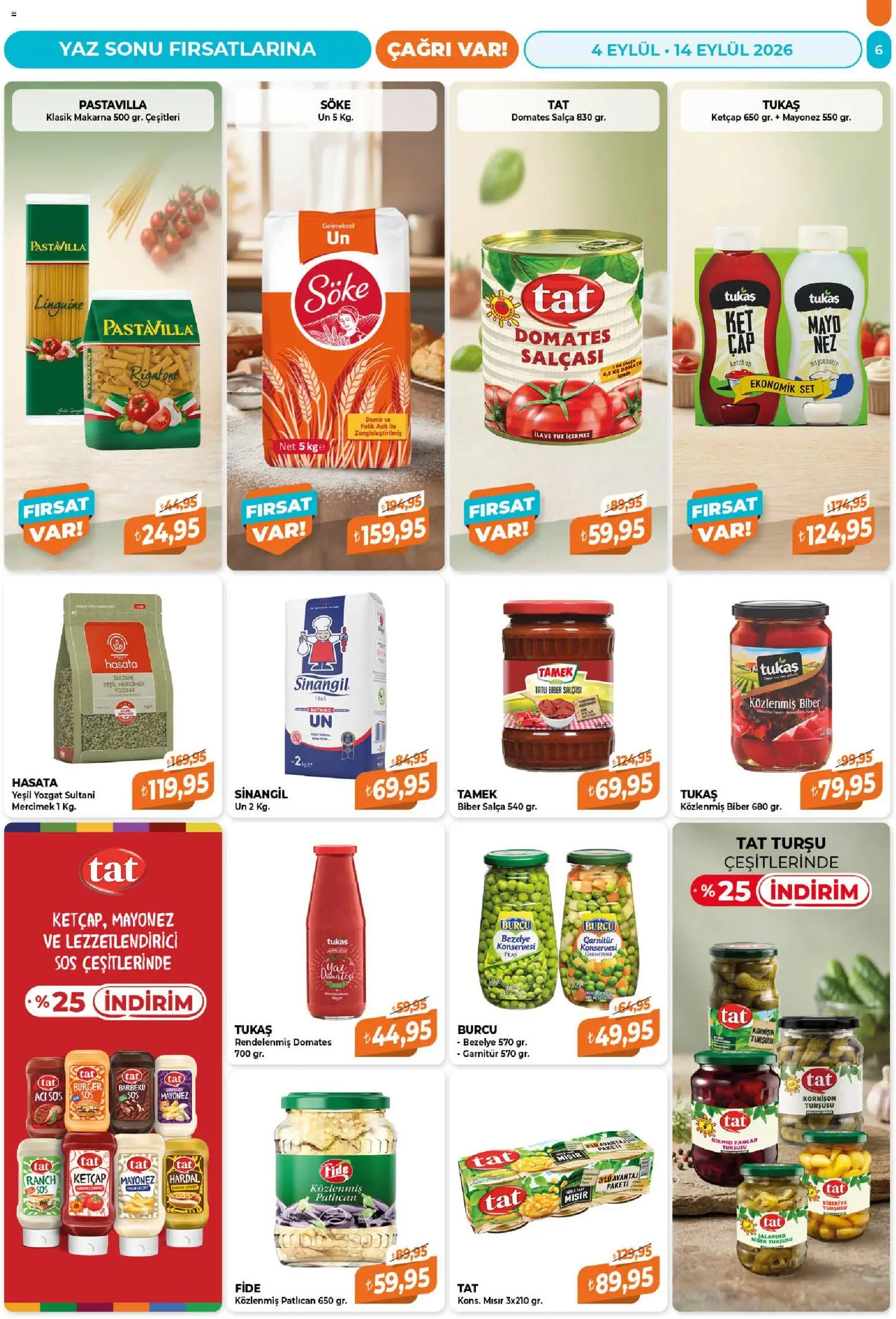 Çağrı Market Katalog - 04 Eylül 2026 tarihinden itibaren geçerlidir | Sayfa: 6 | Ürünler: Mercimek, Makarna, Bezelye, Mısır