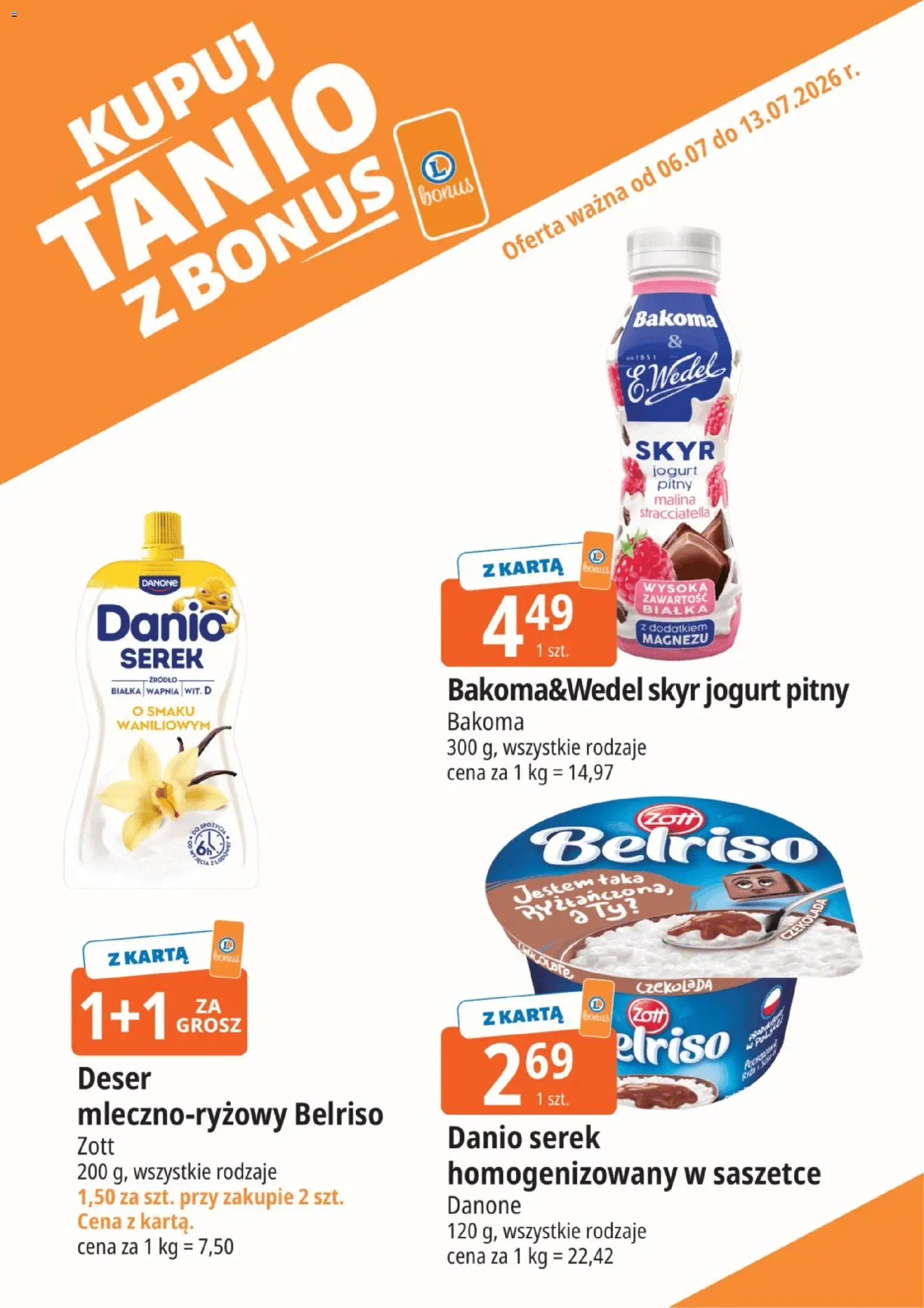 E.Leclerc gazetka - Kupuj Tanio Z Bonus od 06.07.2026 | Strona: 8 | Produkty: Karta, Malina, Jogurt pitny, Skyr