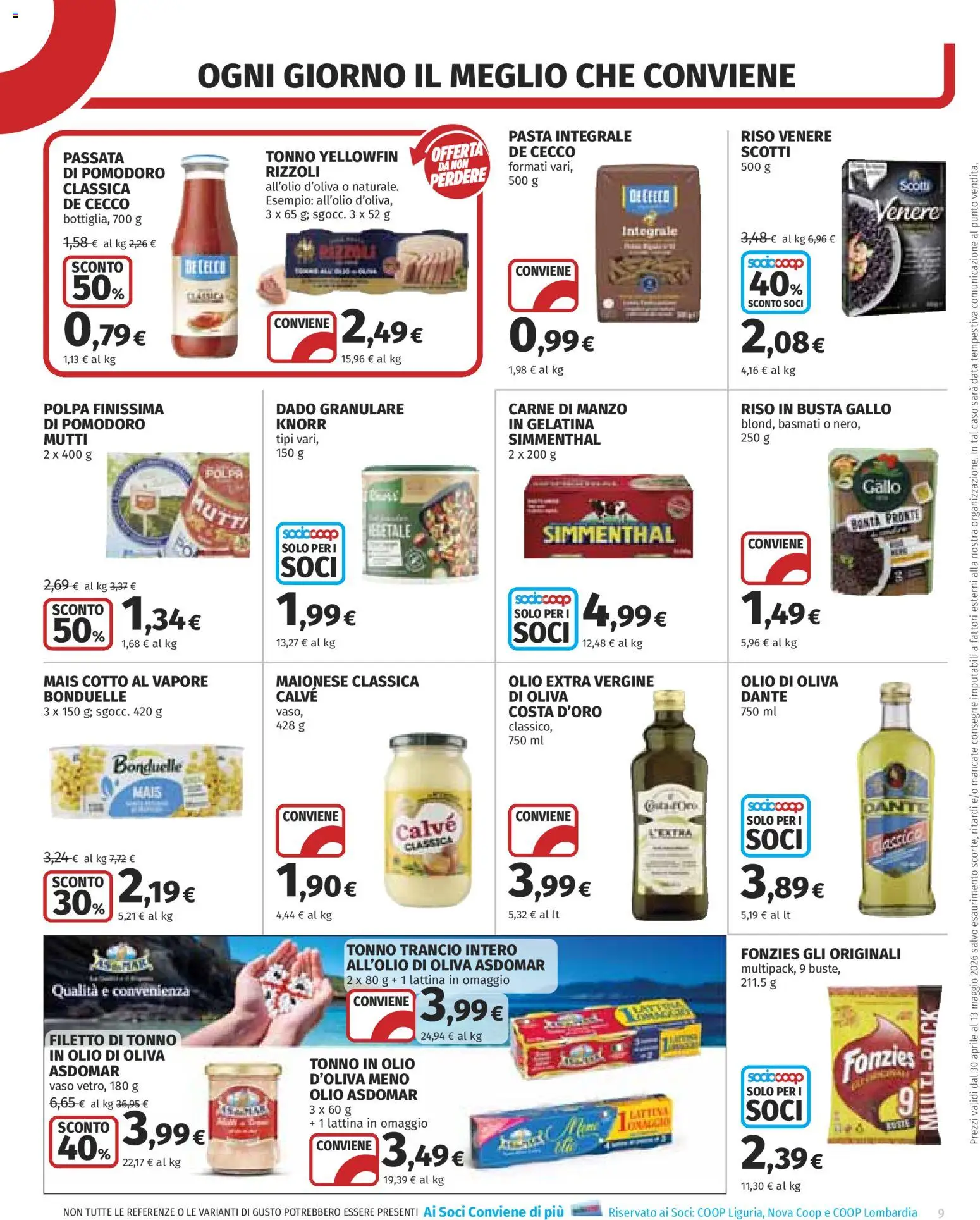 Volantino COOP del 30.04.2026 | Pagina: 9 | Prodotti: Riso, Maionese, Olio extra vergine, Mutti
