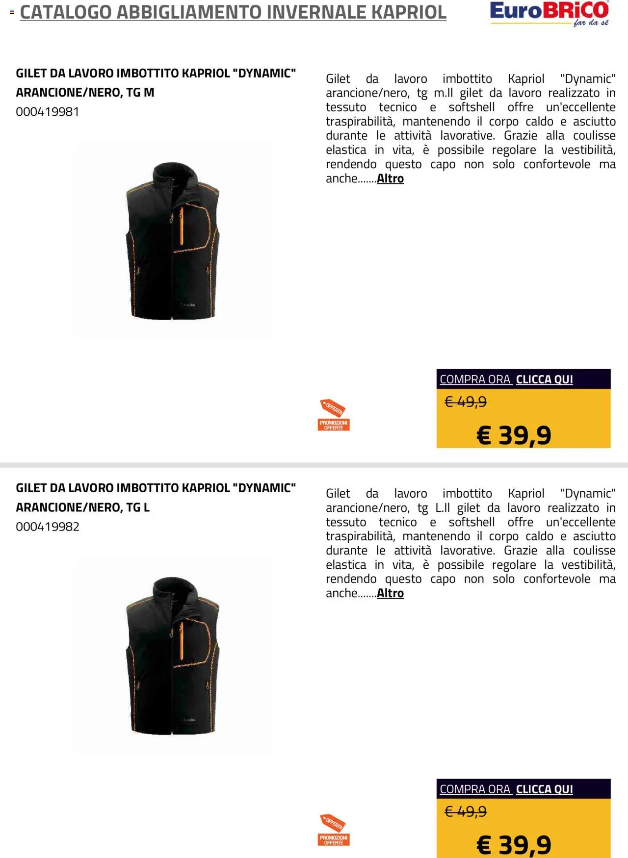 Volantino Eurobrico del 23.07.2025 | Pagina: 2 | Prodotti: Gilet