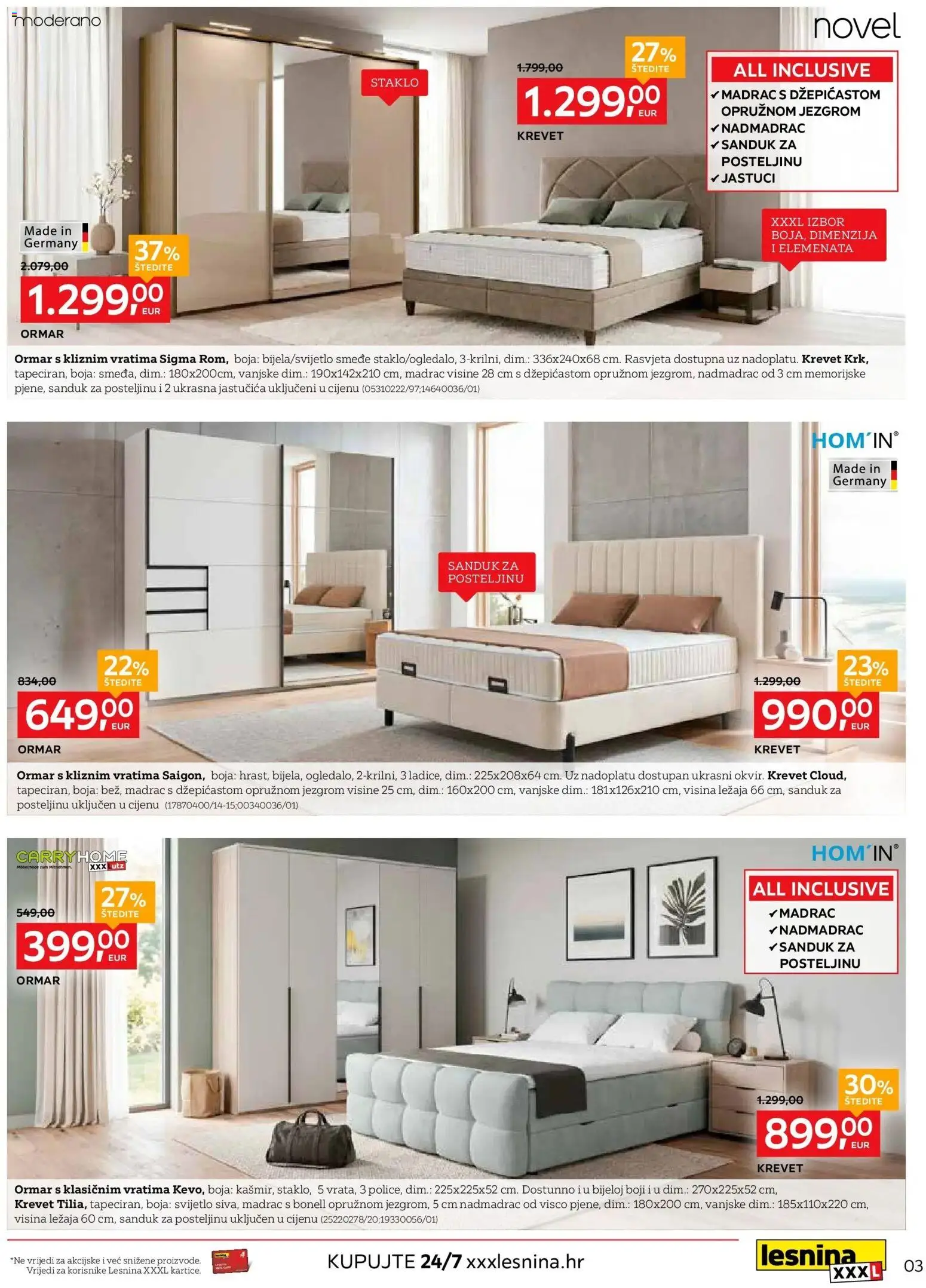 Lesnina katalog | vrijedi od 27.04.2026 | Stranica: 3 | Proizvodi: Krevet, Ormar, Rasvjeta, Nadmadrac