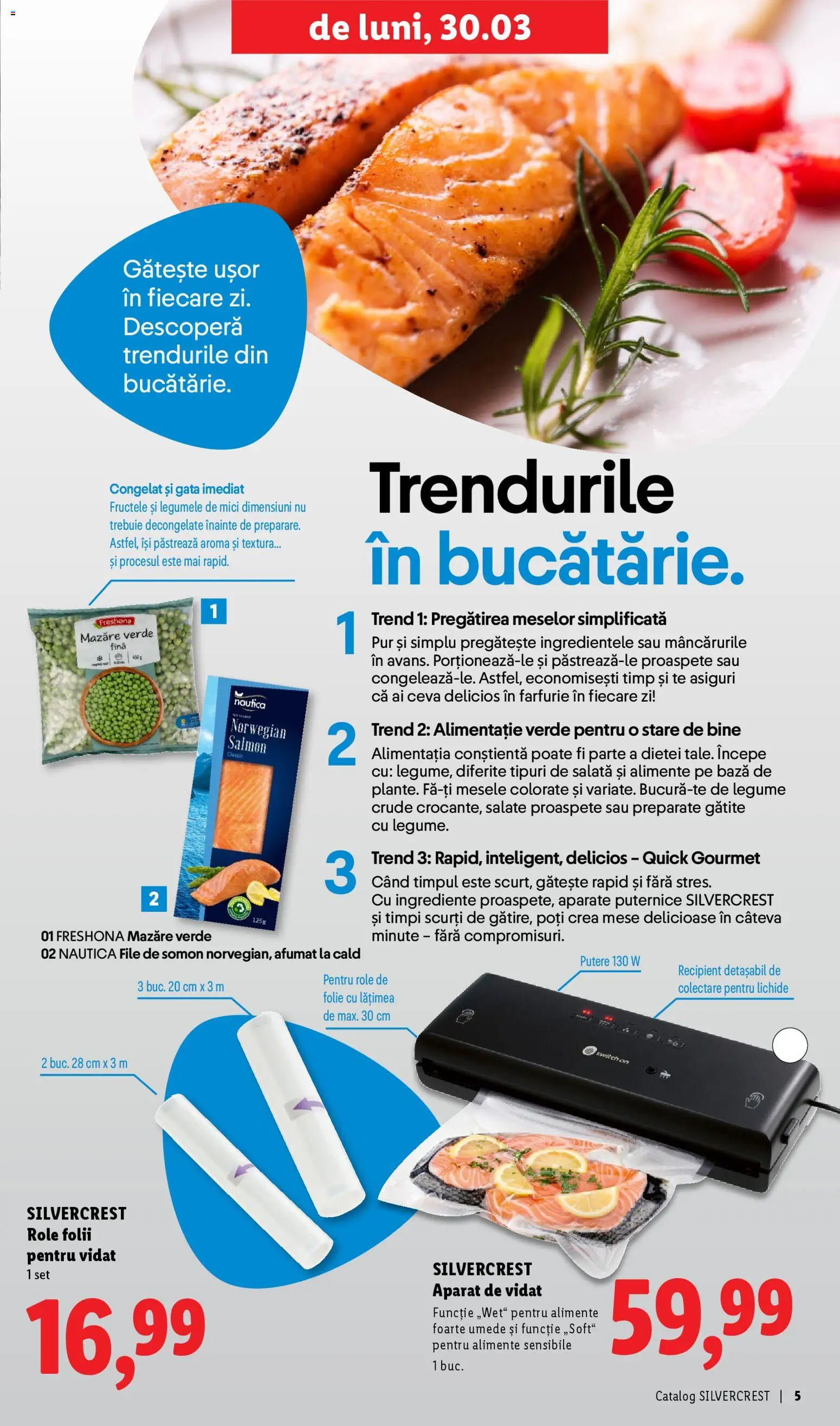 Noul catalog Lidl – valabil de la 30.03.2026 | Pagină: 5 | Produse: Mazăre, Role, Mici, Salată