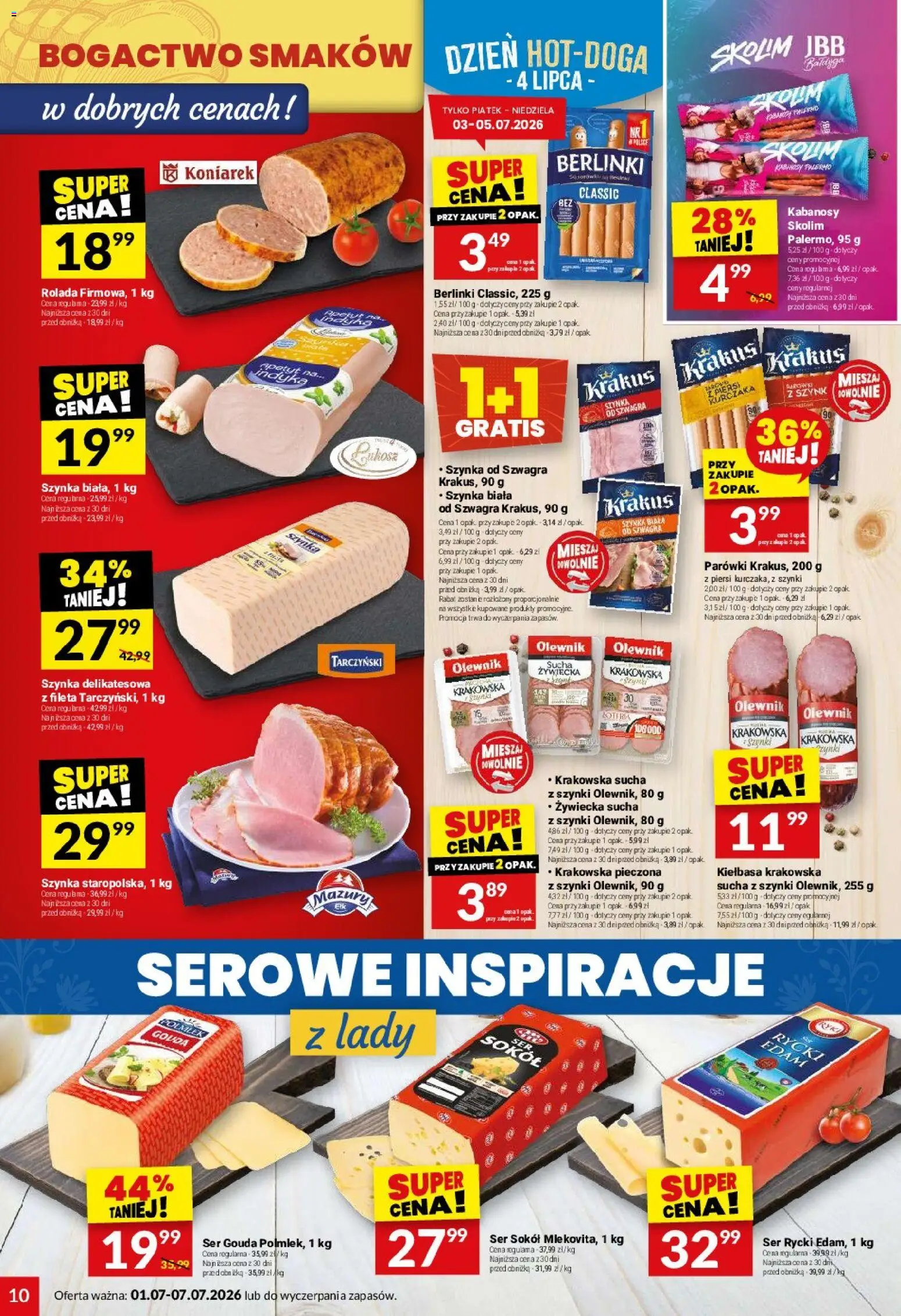 Twój Market gazetka od 01.07.2026 | Strona: 10 | Produkty: Piersi, Parówki, Kiełbasa krakowska, Ser