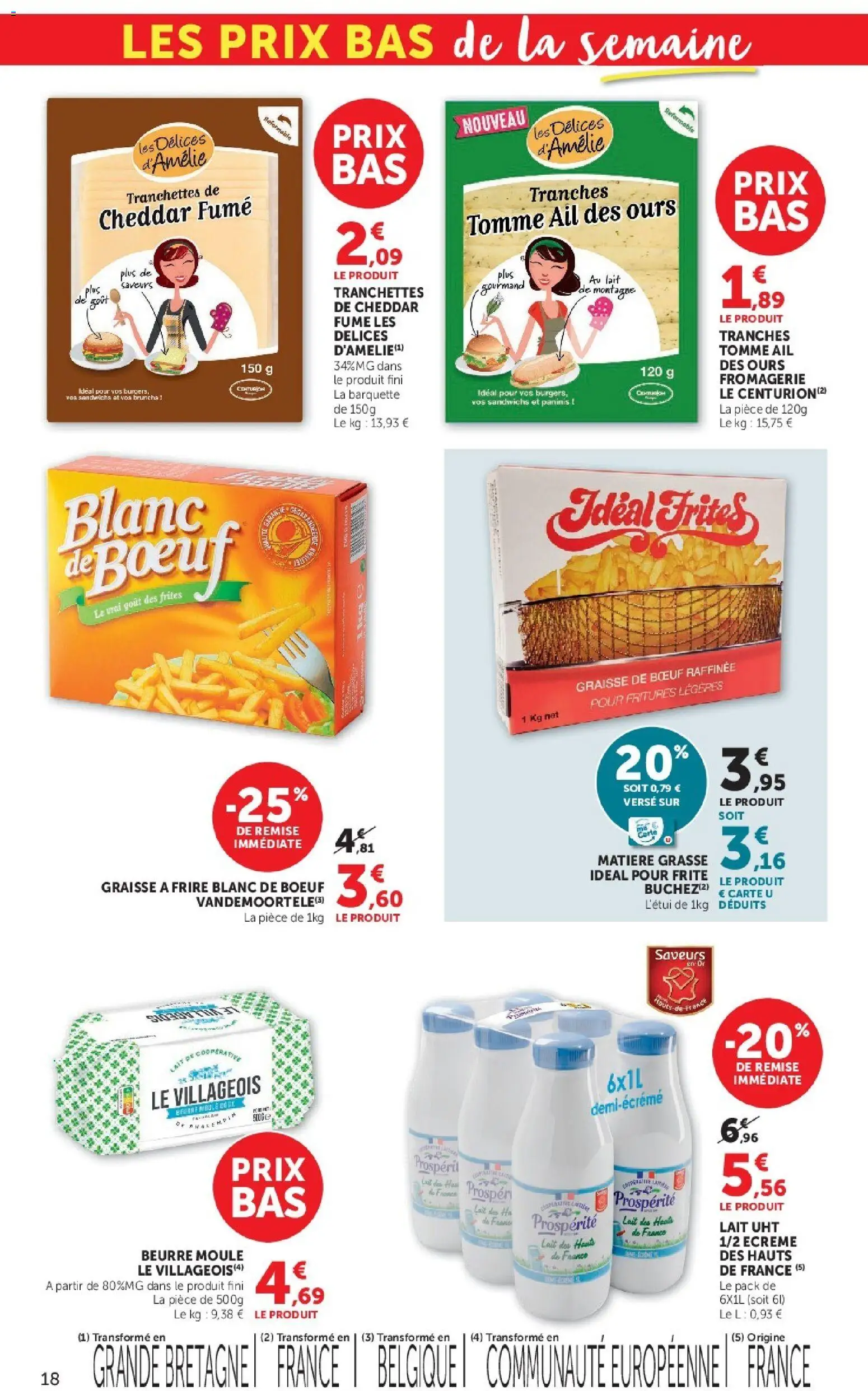 {H1} | Page: 18 | Produits: Graisse de bœuf, Frites, Beurre, Cheddar