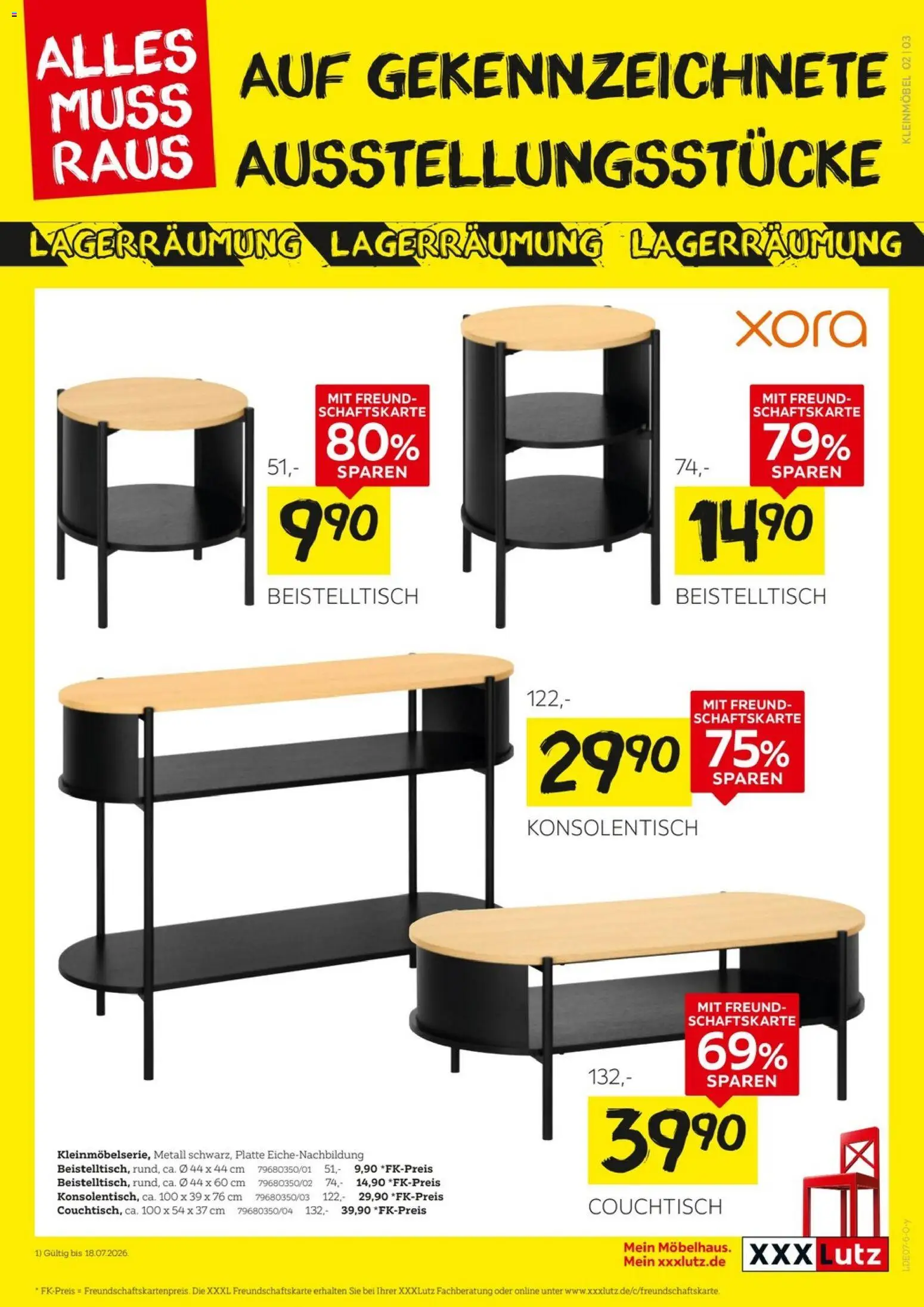 XXXLutz Größte Lagerräumung – gültig ab 04.07.2026 | Seite: 3 | Produkte: Beistelltisch, Couchtisch, Konsolentisch