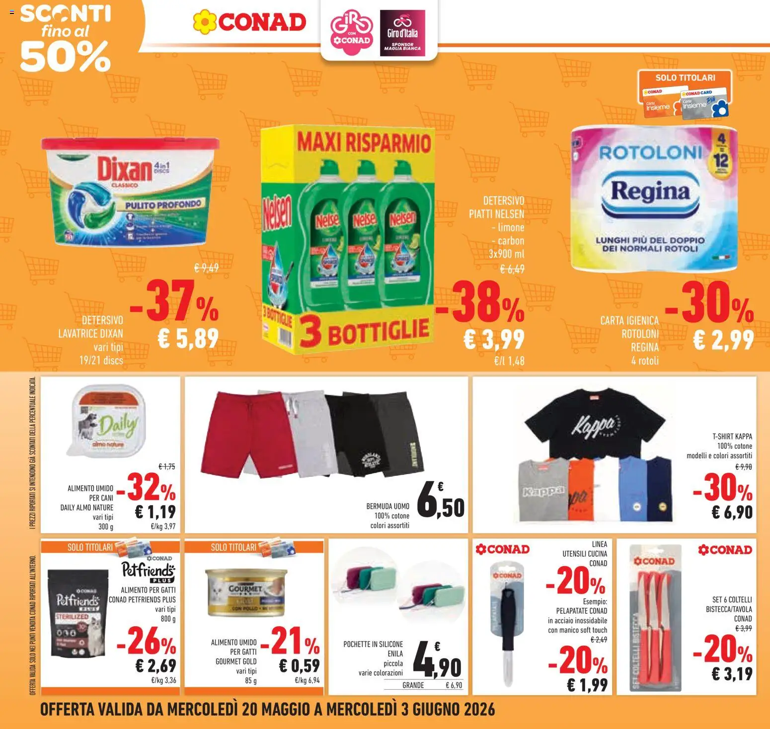Volantino Conad del 20.05.2026 | Pagina: 28 | Prodotti: Carta igienica, Pollo, Lavatrice, Silicone