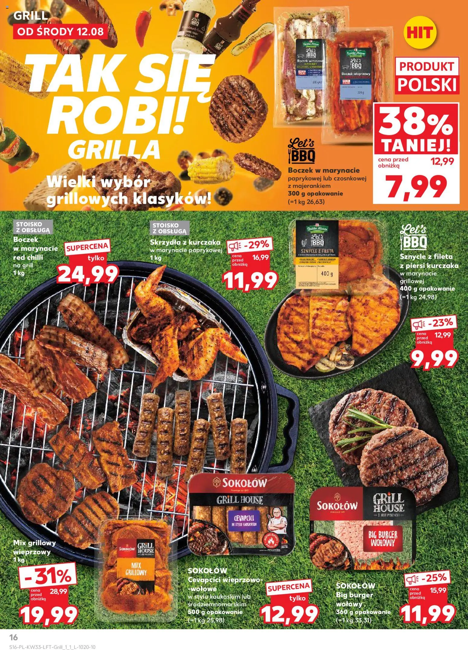 Kaufland gazetka od 12.08.2026 | Strona: 16 | Produkty: Burger wołowy, Piersi, Boczek, Burger