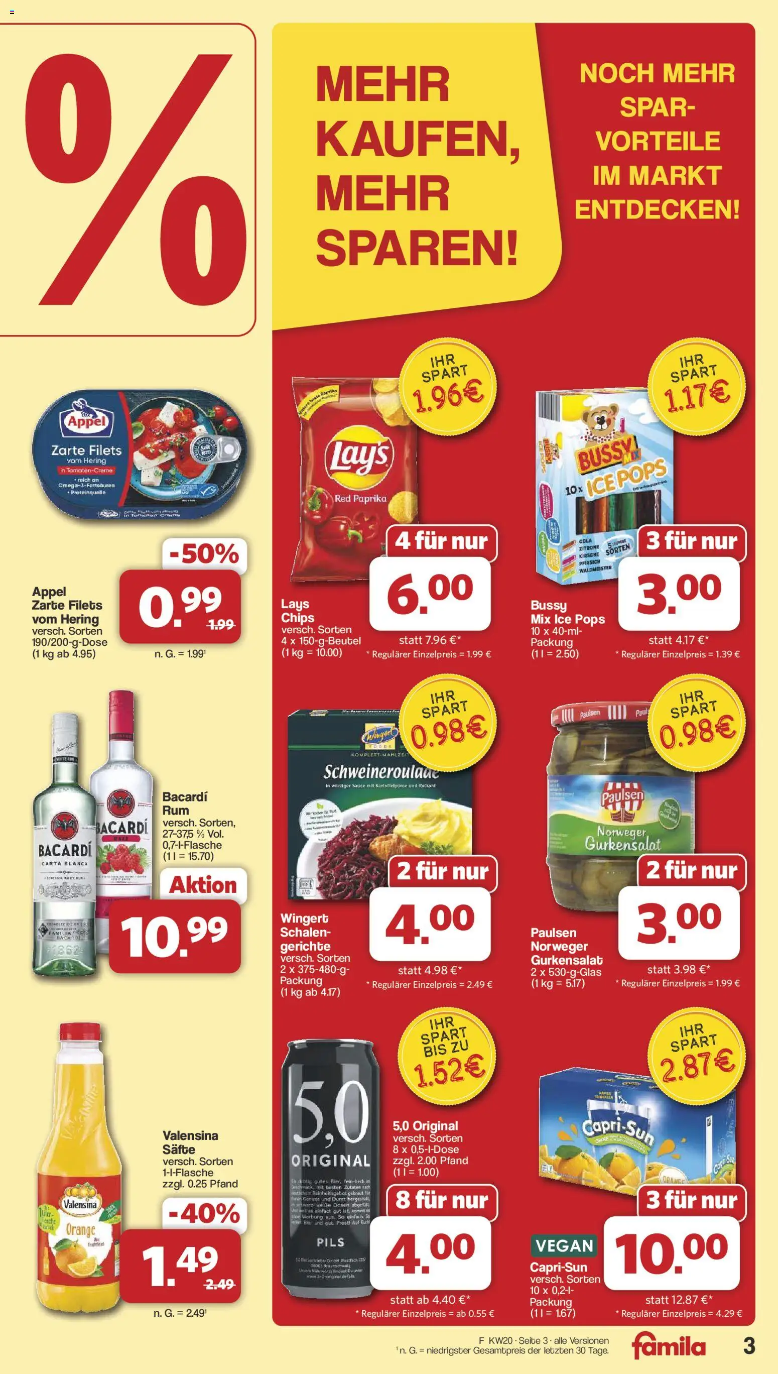 Famila Nordwest Prospekt 	 – gültig ab 11.05.2026 | Seite: 3 | Produkte: Bier, Tomaten, Creme, Paprika