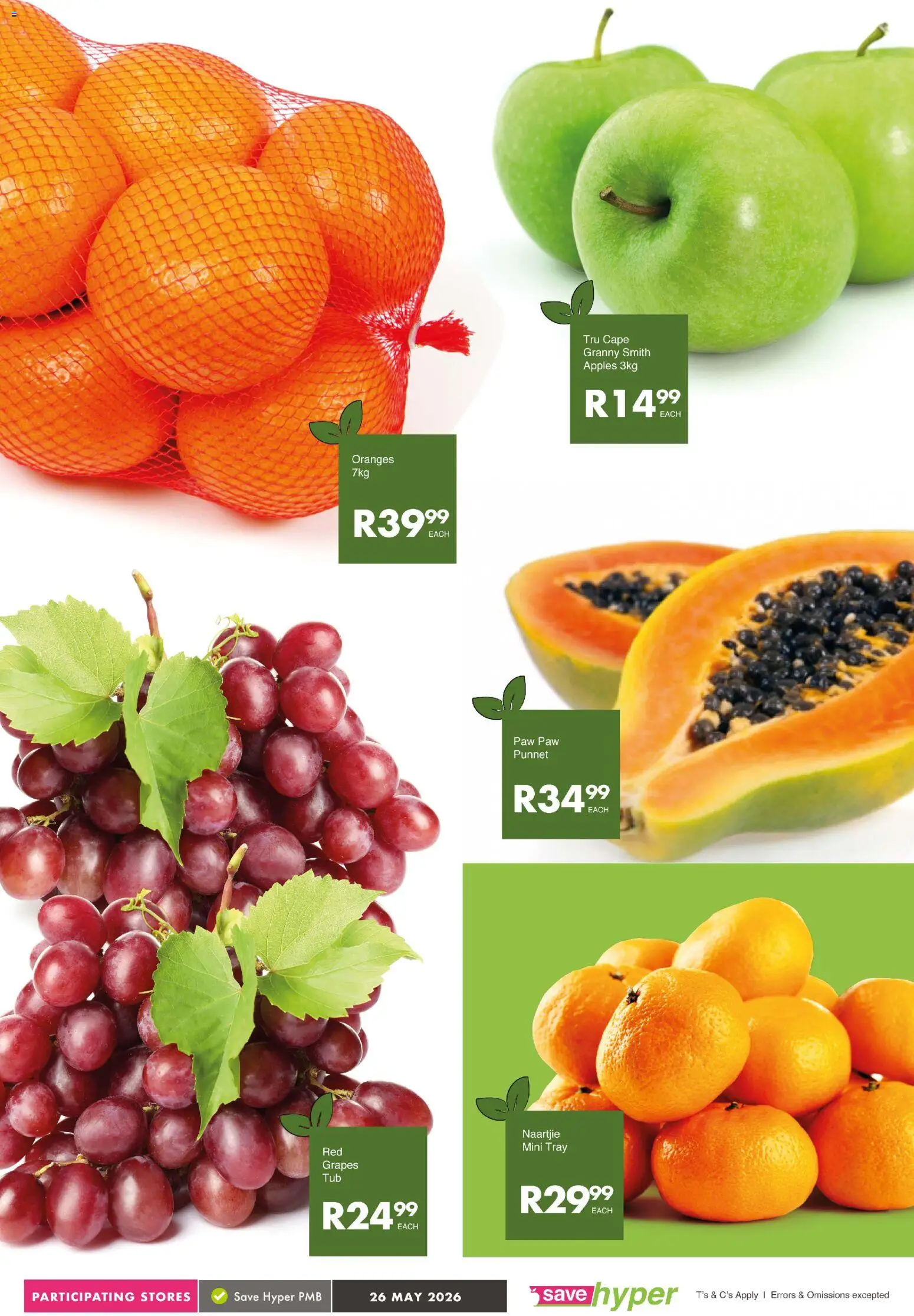 New Save catalogue – valid from 26.05.2026 | Page: 6 | Products: Tray, Oranges, Peach, Grapes