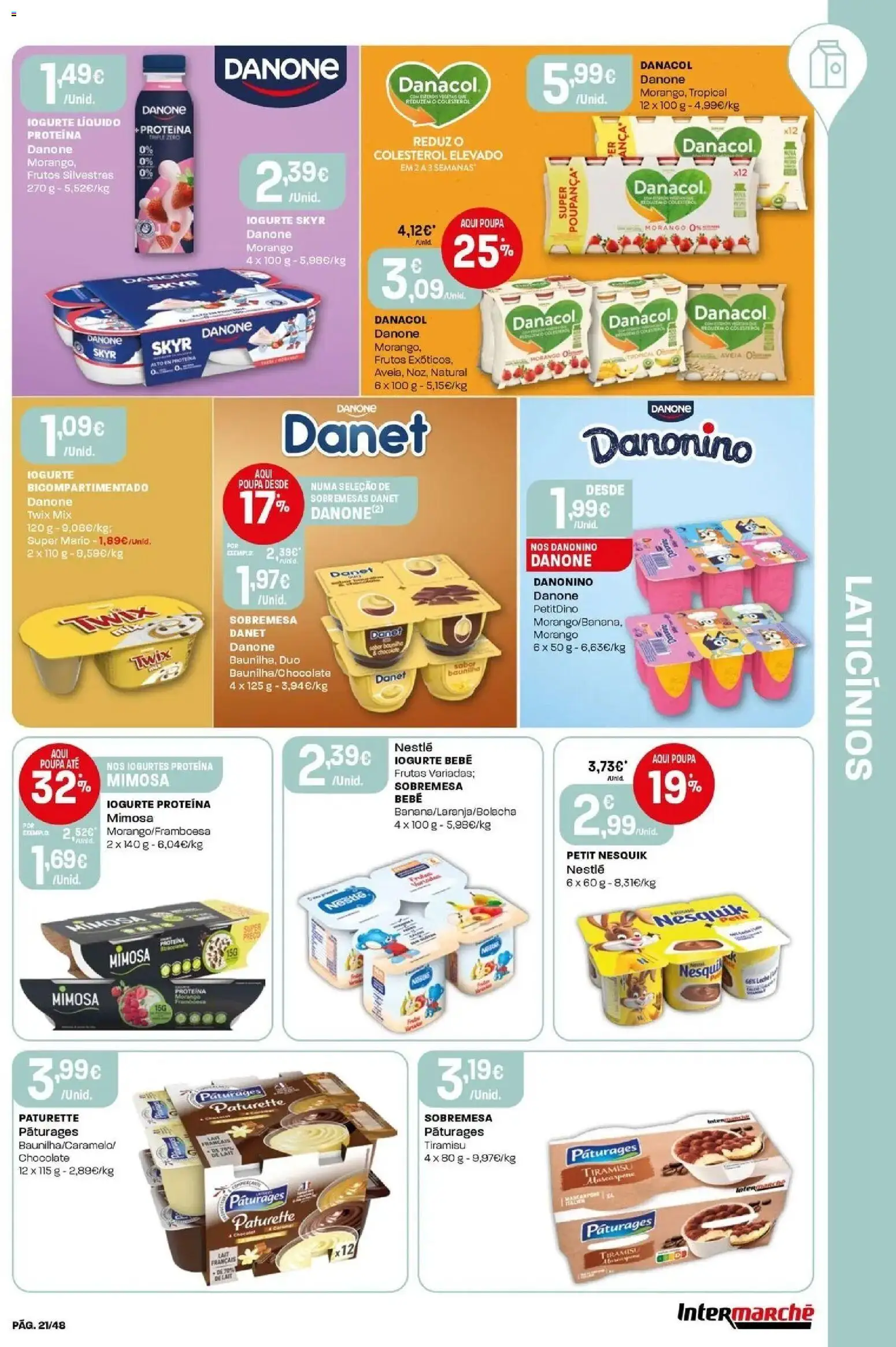 Intermarché - Isto é que são preços BAIXOS! │ válido de 21.05.2026 | Página: 21 | Produtos: Iogurte, Chocolate, Iogurte liquido, Proteina