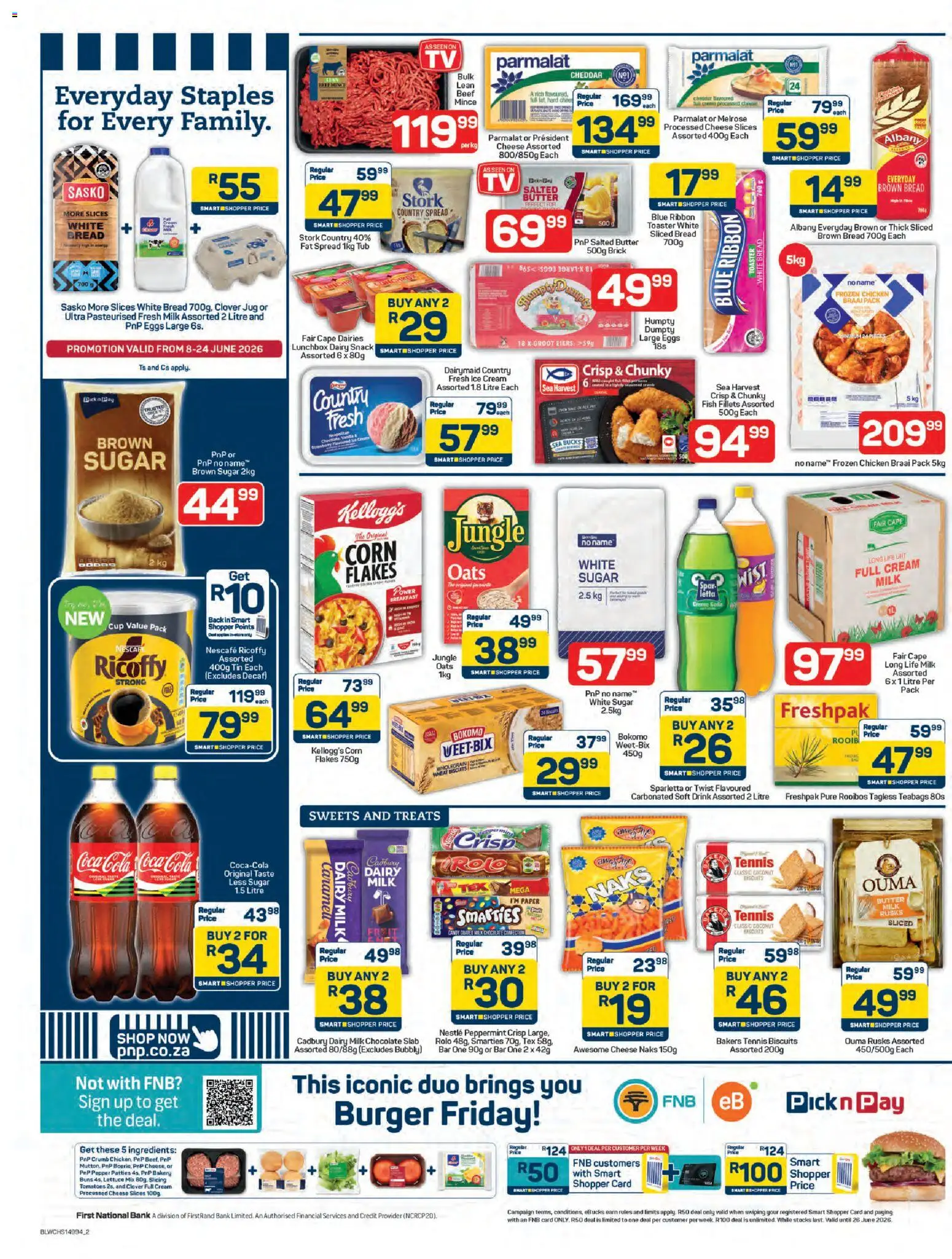 New Pick n Pay catalogue – valid from 08.06.2026 | Page: 2 | Products: Rusks, Fat spread, Paper, Caramel