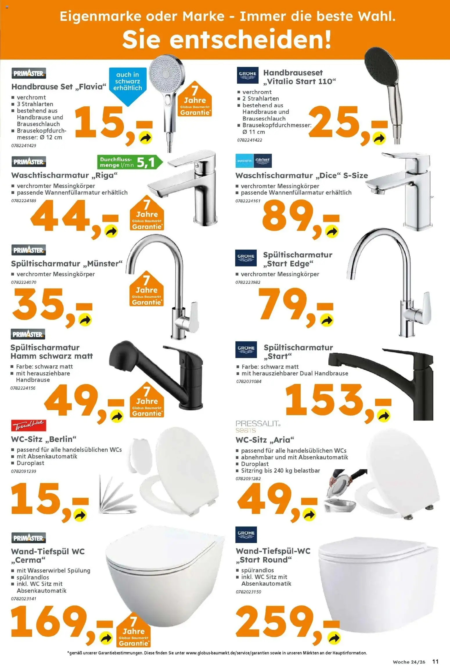 Globus Baumarkt Prospekt Friedberg – gültig ab 08.06.2026 | Seite: 11 | Produkte: WC Sitz, Spülung