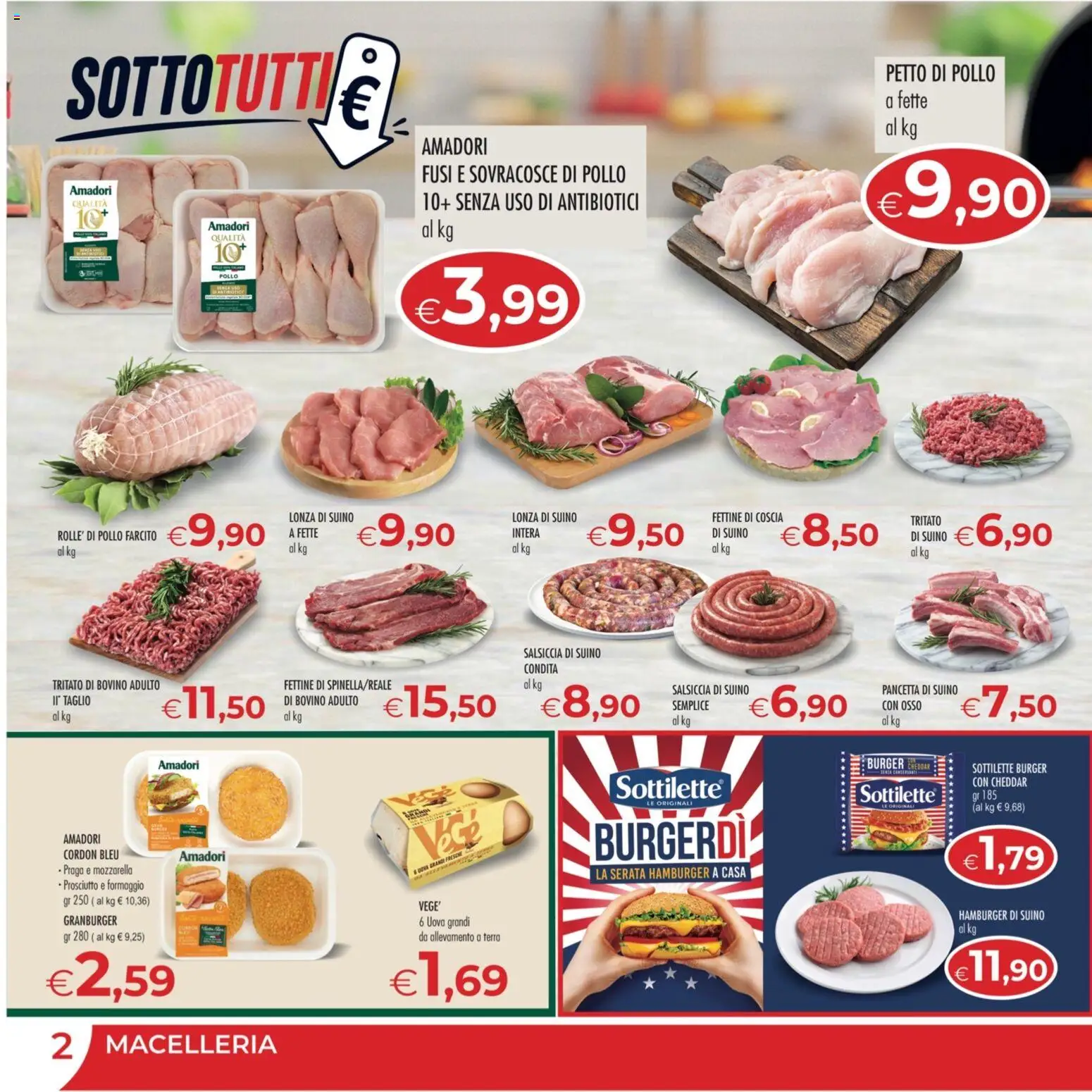 Volantino MerSi Supermercati del 01/07/2026 | Pagina: 2 | Prodotti: Bovino, Pollo, Pancetta, Mozzarella