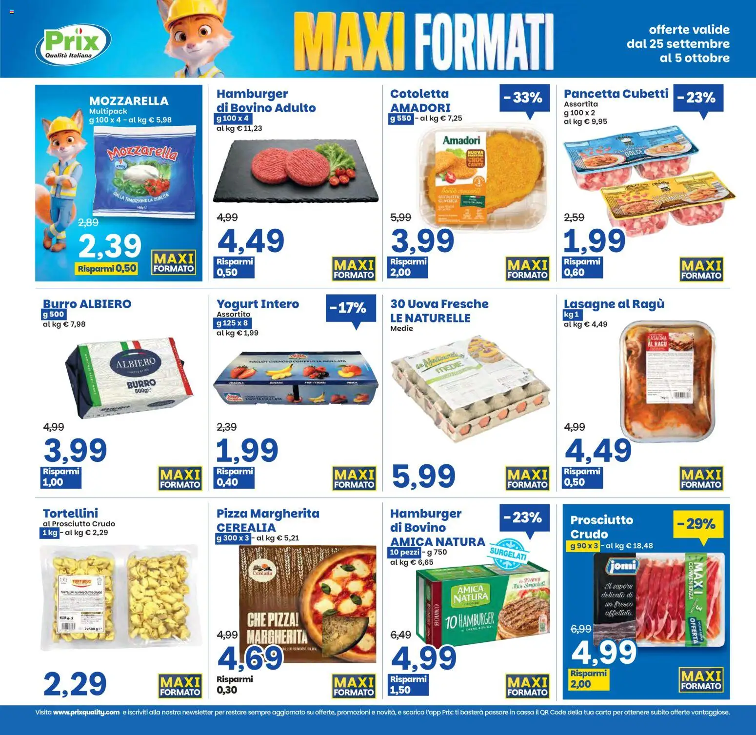 Volantino Prix del 25/09/2026 | Pagina: 3 | Prodotti: Bovino, Yogurt, Mozzarella, Lasagne