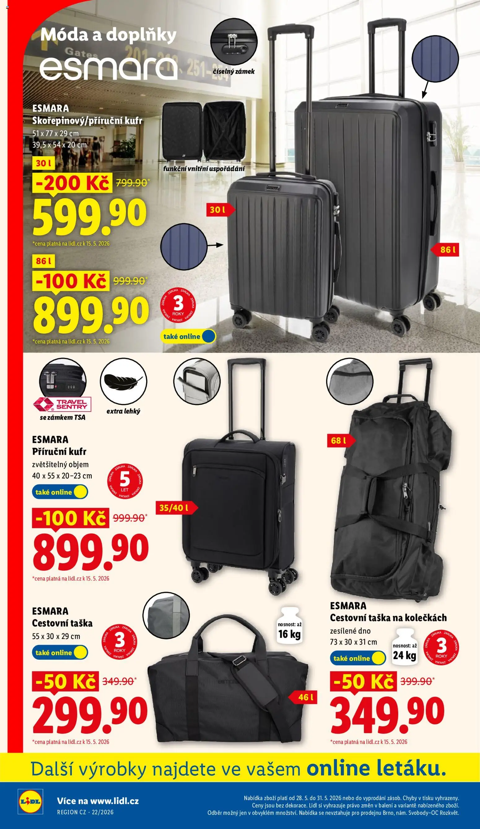 Lidl leták od 28.05.2026 | Strana: 36 | Produkty: Cestovní taška na kolečkách, Cestovní taška, Taška, Taška na kolečkách