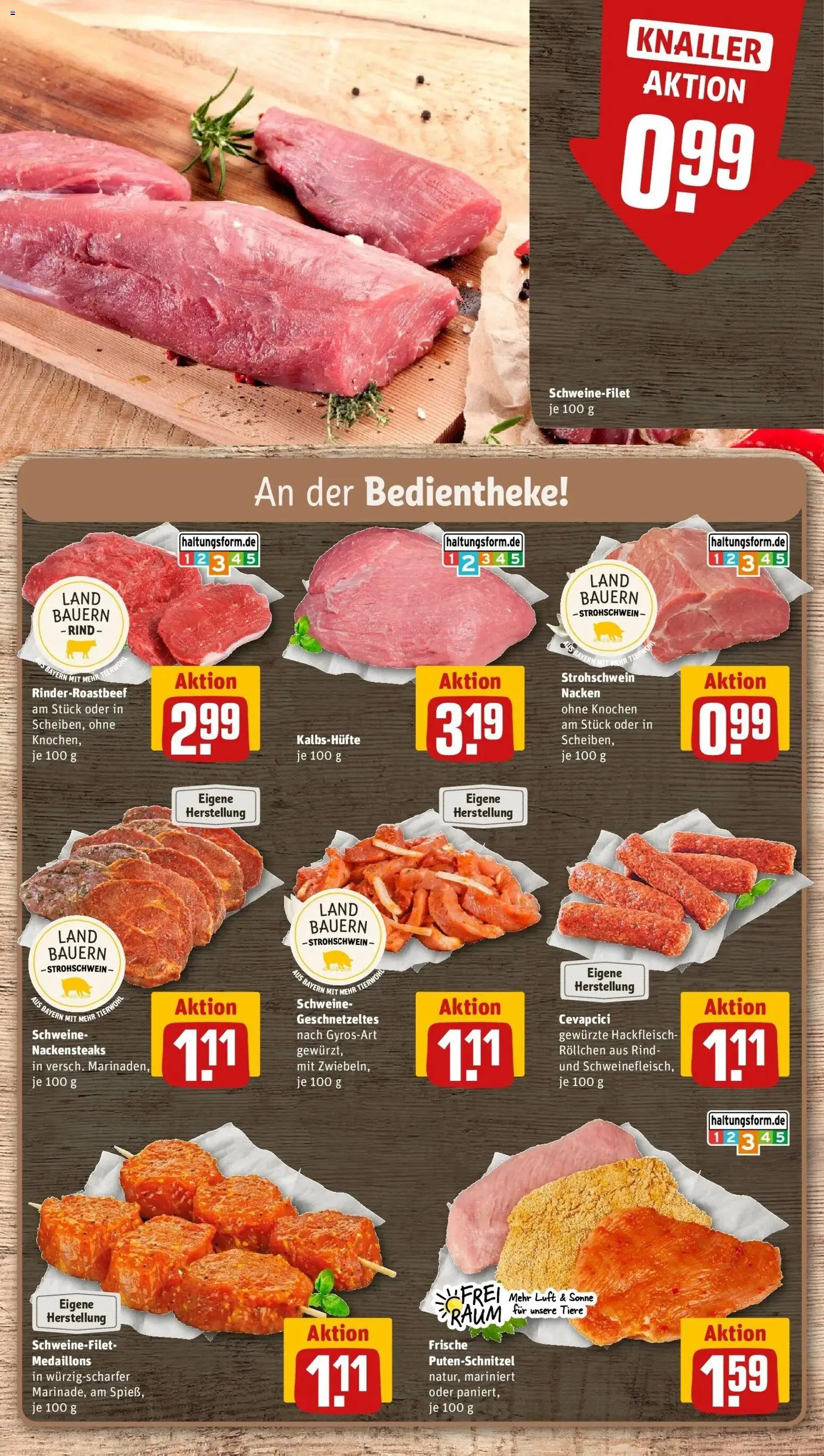 REWE Prospekt ab 10.08.2026 zum Blättern » Angebote | Seite: 6 | Produkte: Nackensteaks, Cevapcici, Putenschnitzel, Hackfleisch