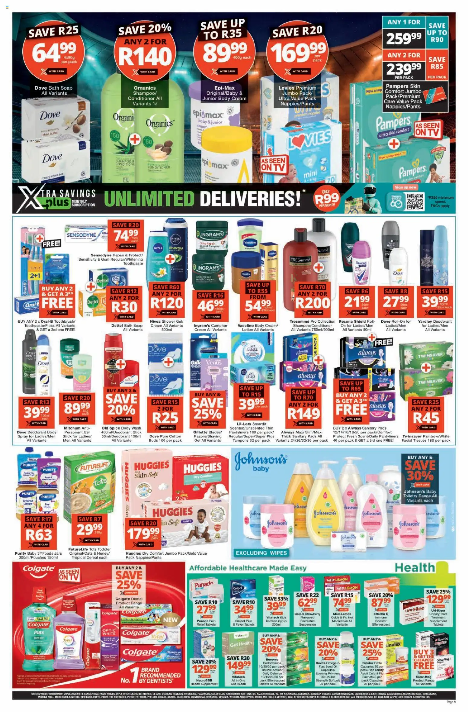 New Checkers catalogue – valid from 29/06/2026 | Page: 9 | Products: Oil, Cream, Soup, Body cream