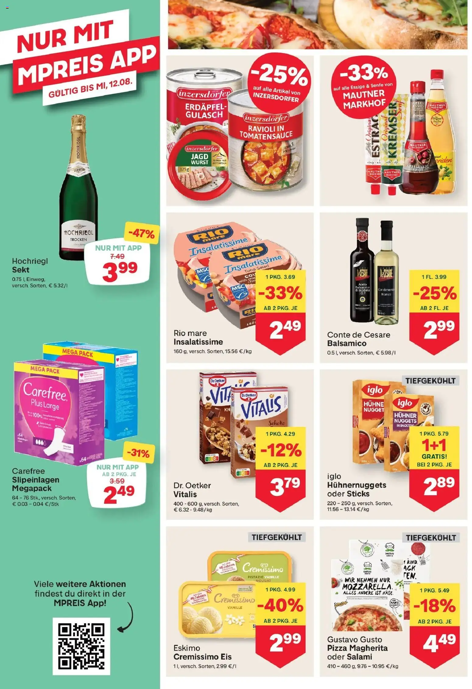 MPREIS Pfunds von 06.08.2026 - Aktuelle Angebote | Seite: 8 | Produkte: Pistazie, Eis, Vanille, Pizza
