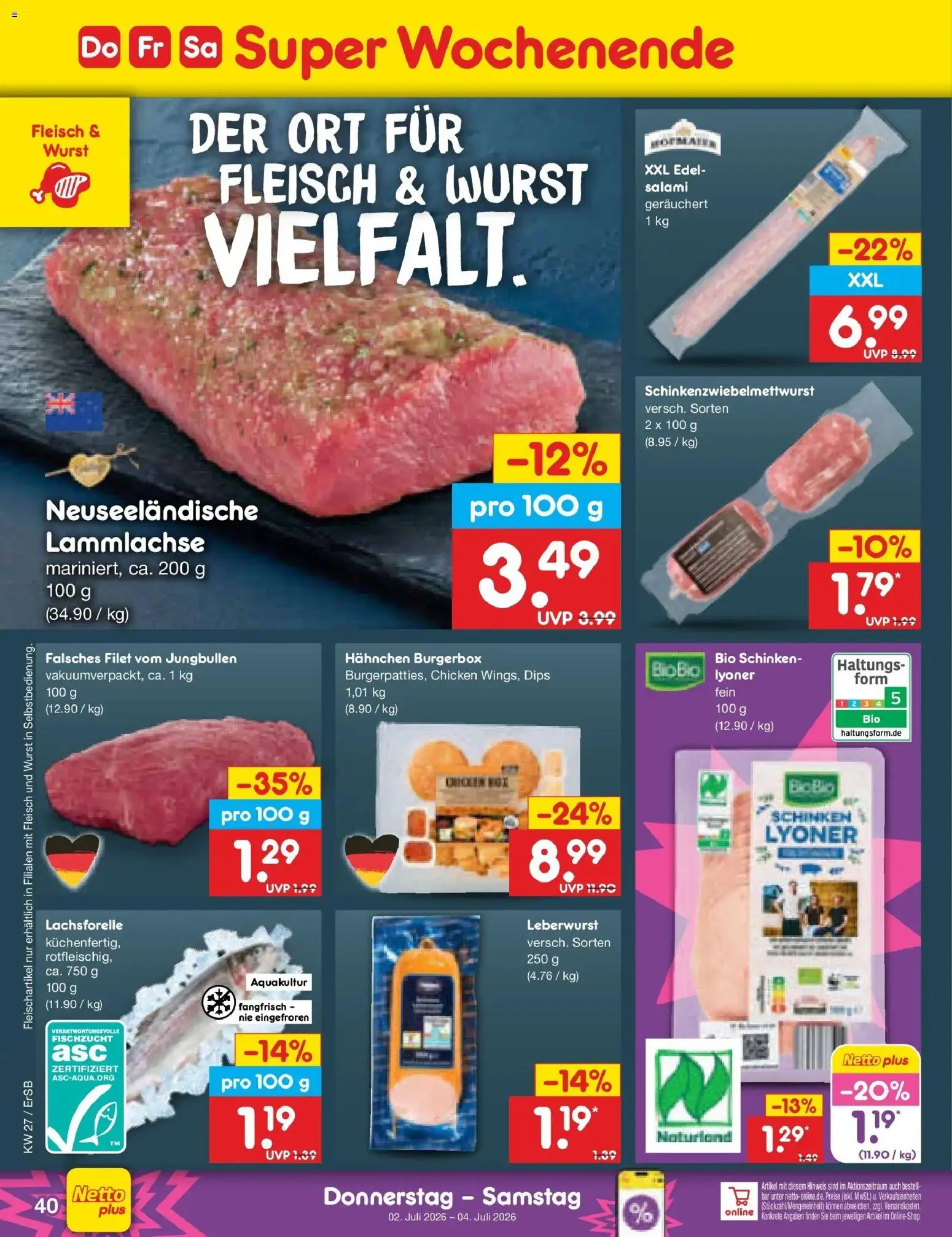 Netto Marken-Discount Prospekt Nordhausen – gültig ab 29.06.2026 | Seite: 58 | Produkte: Hahnchen, Wurst, Salami, Fleisch