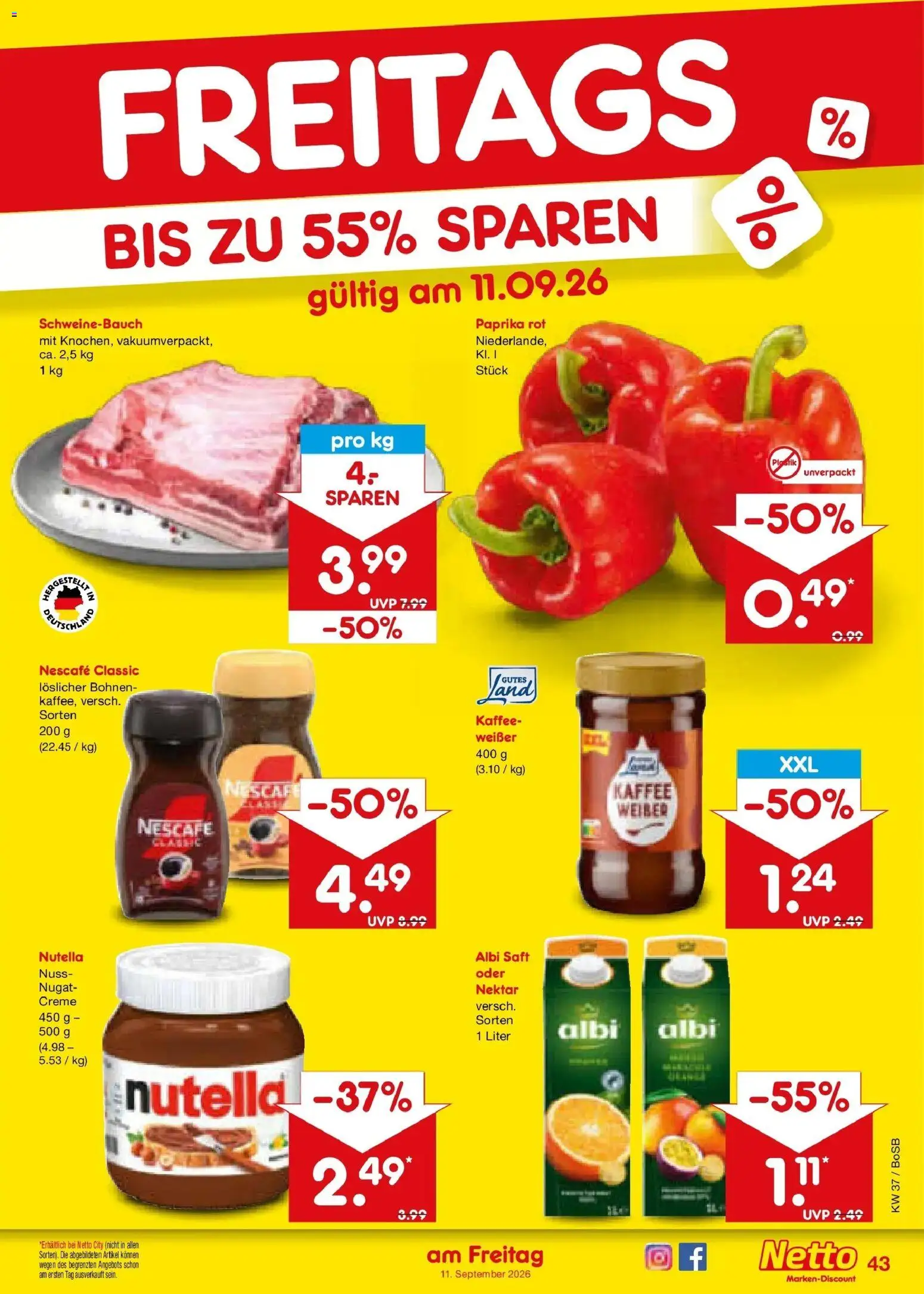 Netto Marken-Discount Prospekt Bochum – gültig ab 07.09.2026 | Seite: 61 | Produkte: Kaffee, Paprika rot, Paprika, Nescafe classic