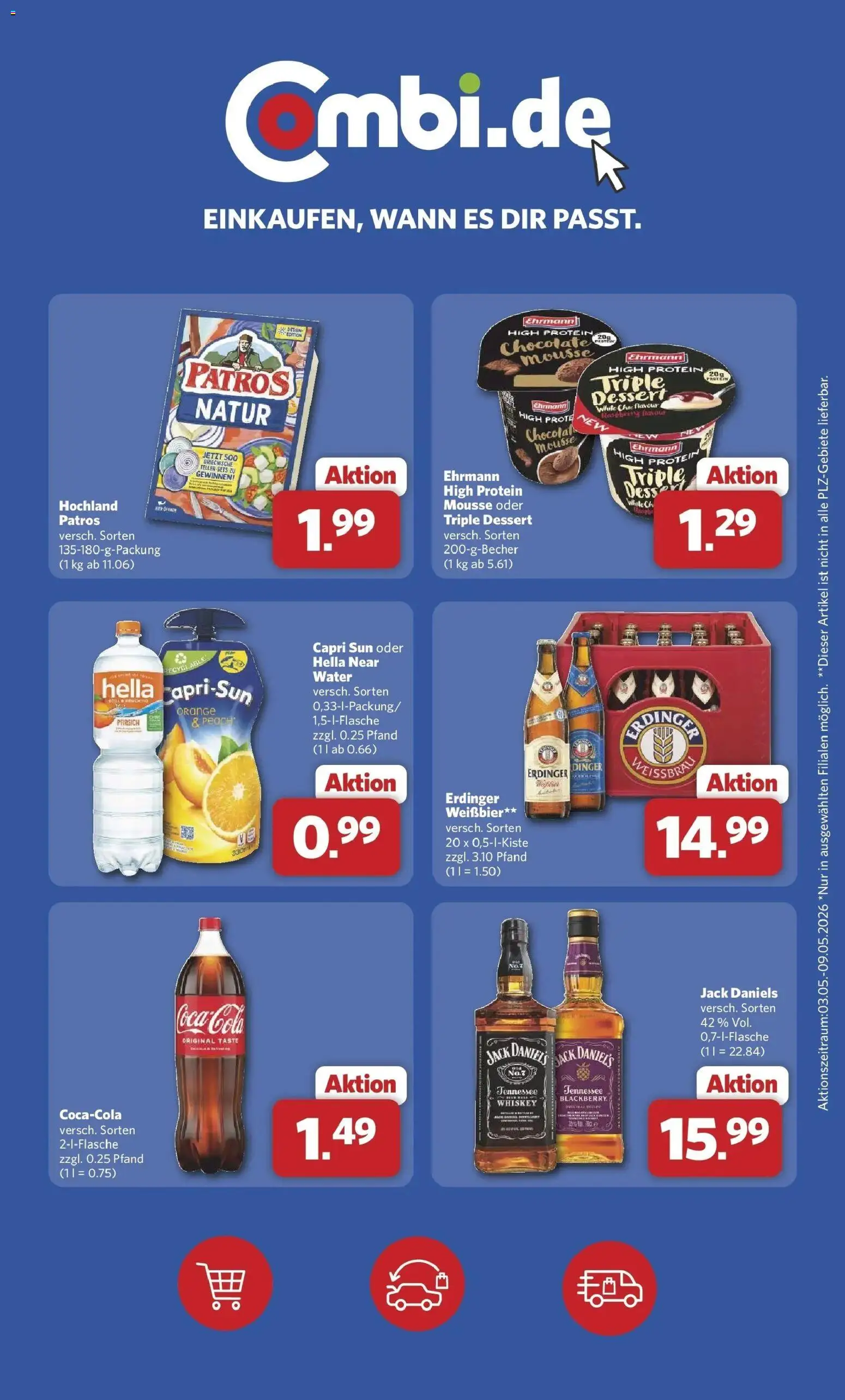 Combi Unsere Wochenangebote – gültig ab 04.05.2026 | Seite: 29 | Produkte: Erdinger, Jack Daniel's, Patros, Whiskey