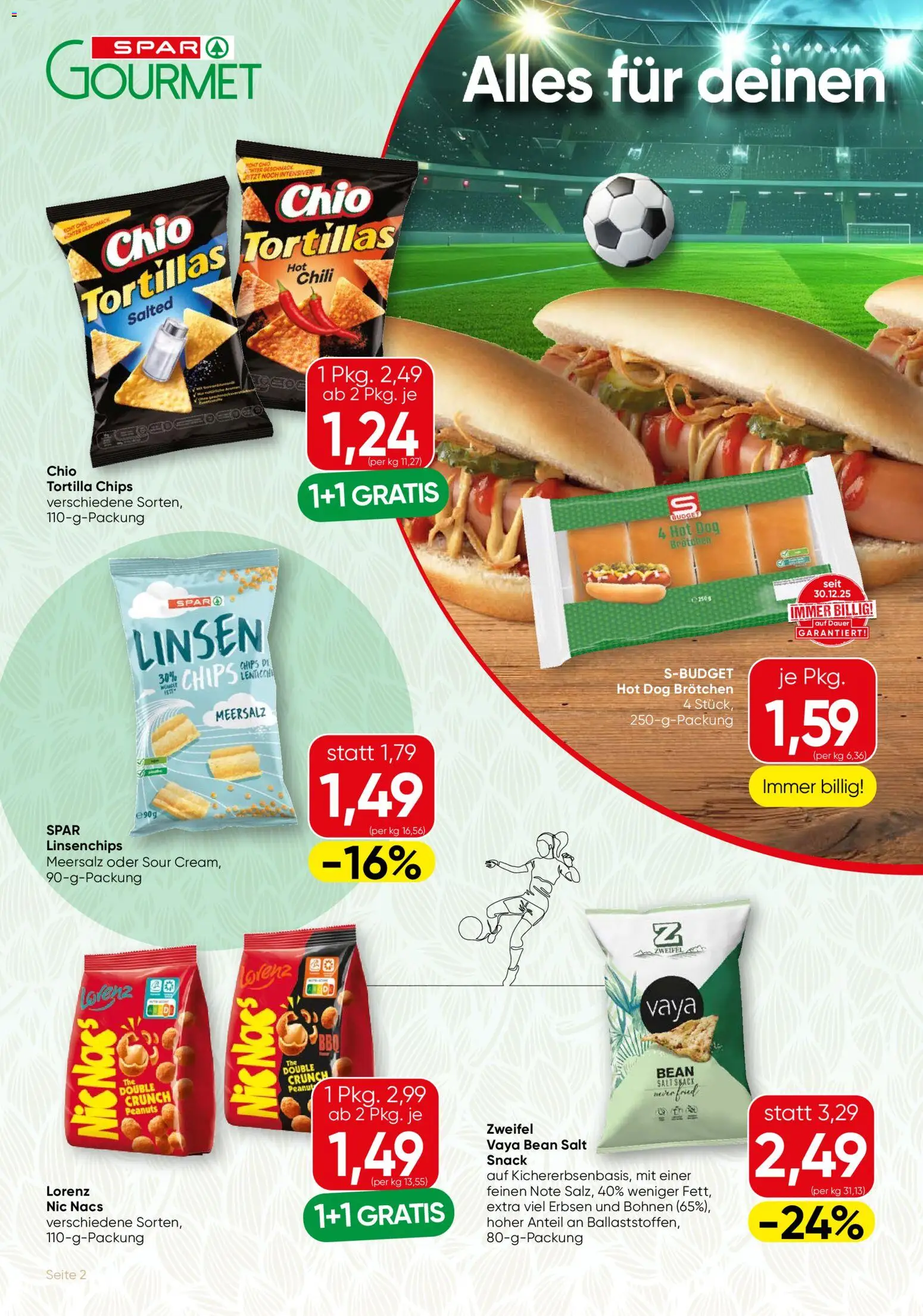 SPAR Gourmet Flugblatt gültig ab 18.06.2026 | Seite: 2 | Produkte: Chips, Chili, Erbsen