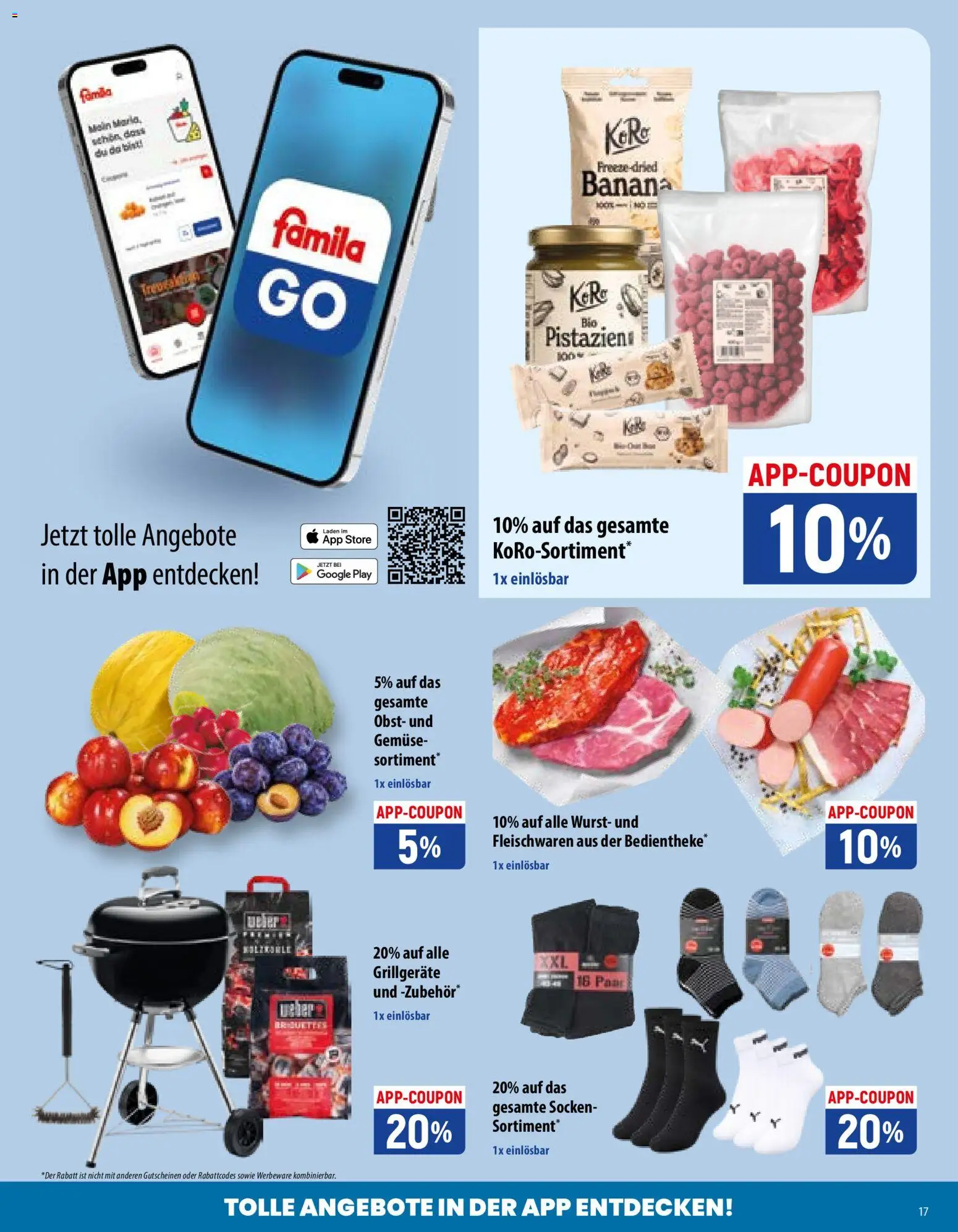 Famila Prospekt – gültig ab 17.08.2026 | Seite: 17 | Produkte: Gemüse, Obst, Wurst, Socken