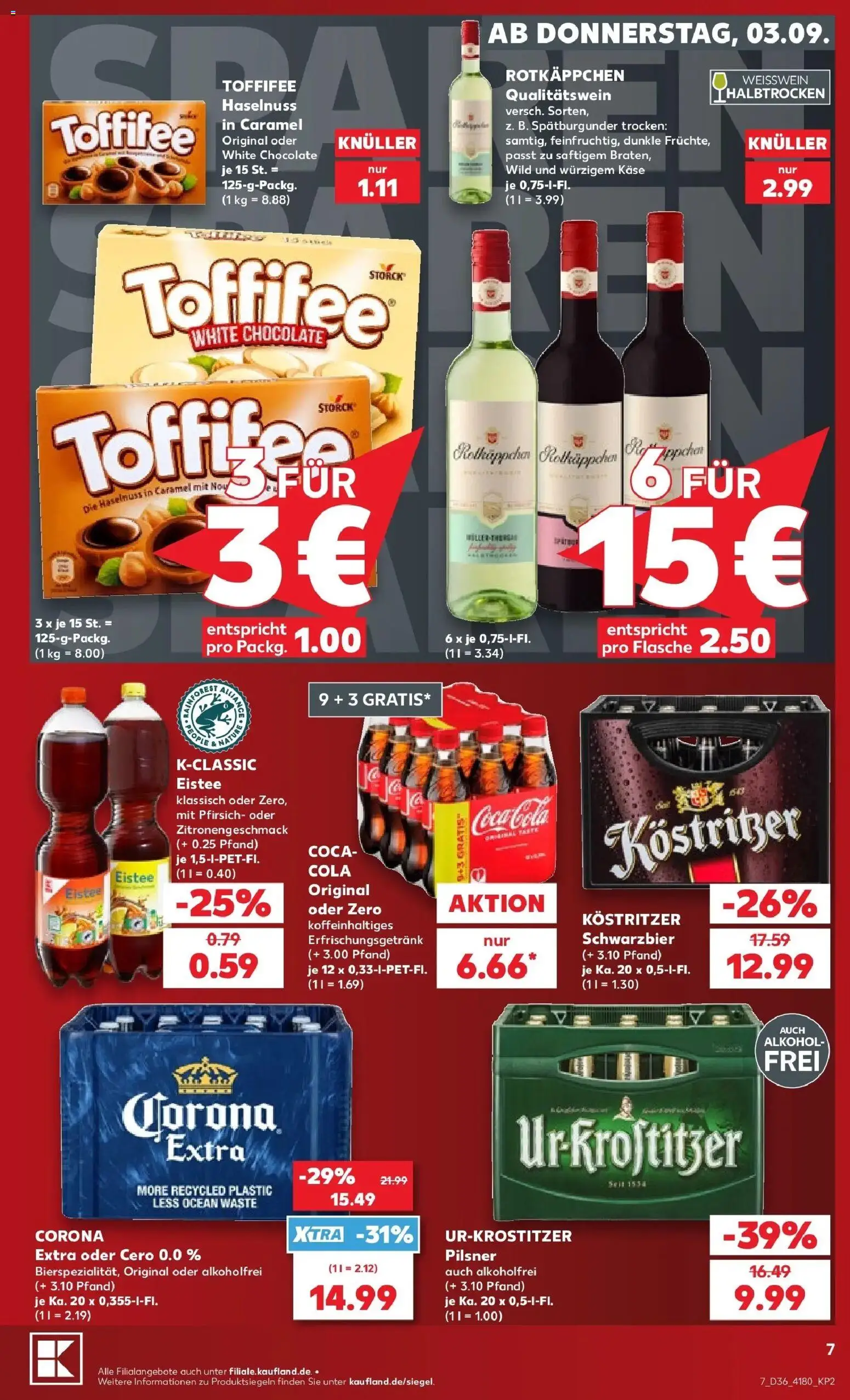 Prospekt Kaufland ab 31.08.2026 » Angebote Online zum Blättern | Seite: 24 | Produkte: Käse, Alkohol, Pfirsich, Toffifee