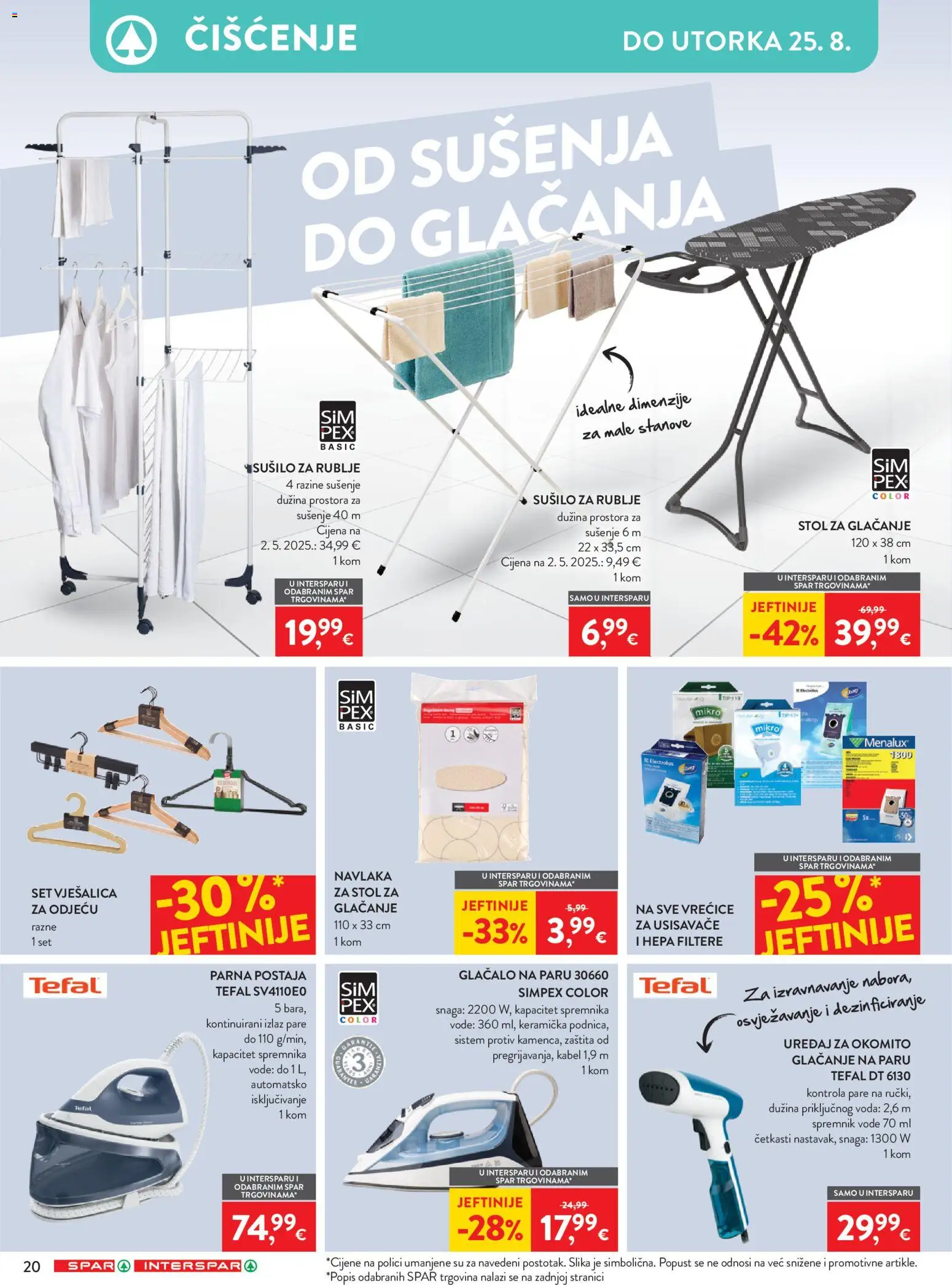 Interspar katalog | vrijedi od 12.08.2026 | Stranica: 34 | Proizvodi: Parna postaja, Vješalica, Sušilo za rublje, Kabel