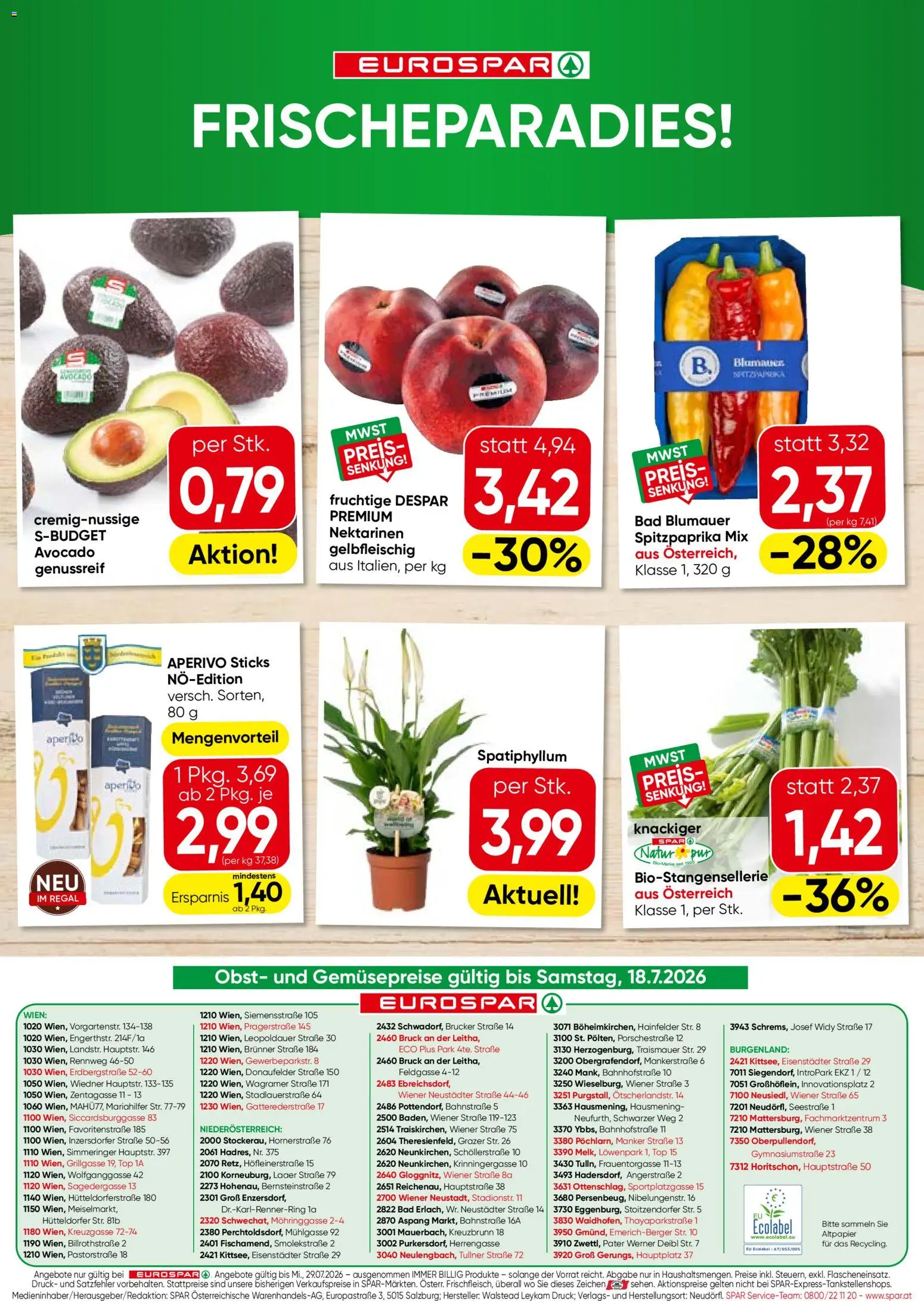Eurospar Flugblatt gültig ab 16.07.2026 | Seite: 16 | Produkte: Avocado, Obst, Regal, Bad